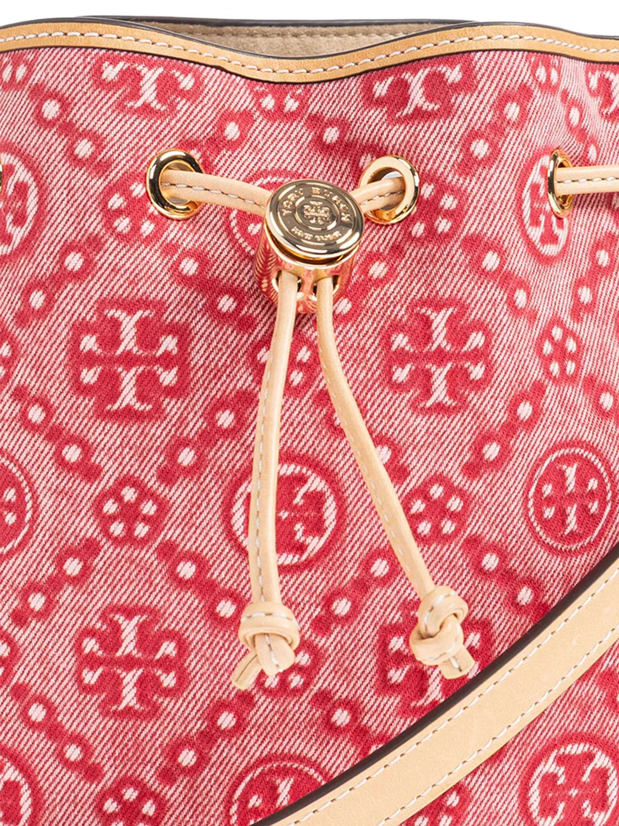 TORY BURCH - Women T Monogram Denim Bucket Bag with Pockets - Image 7