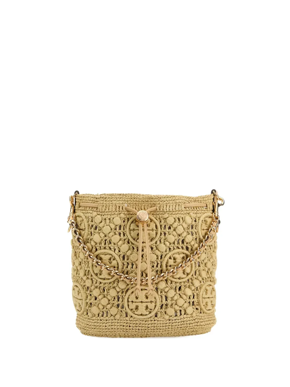 TORY BURCH - Women T Monogram Raffia Bucket Bag