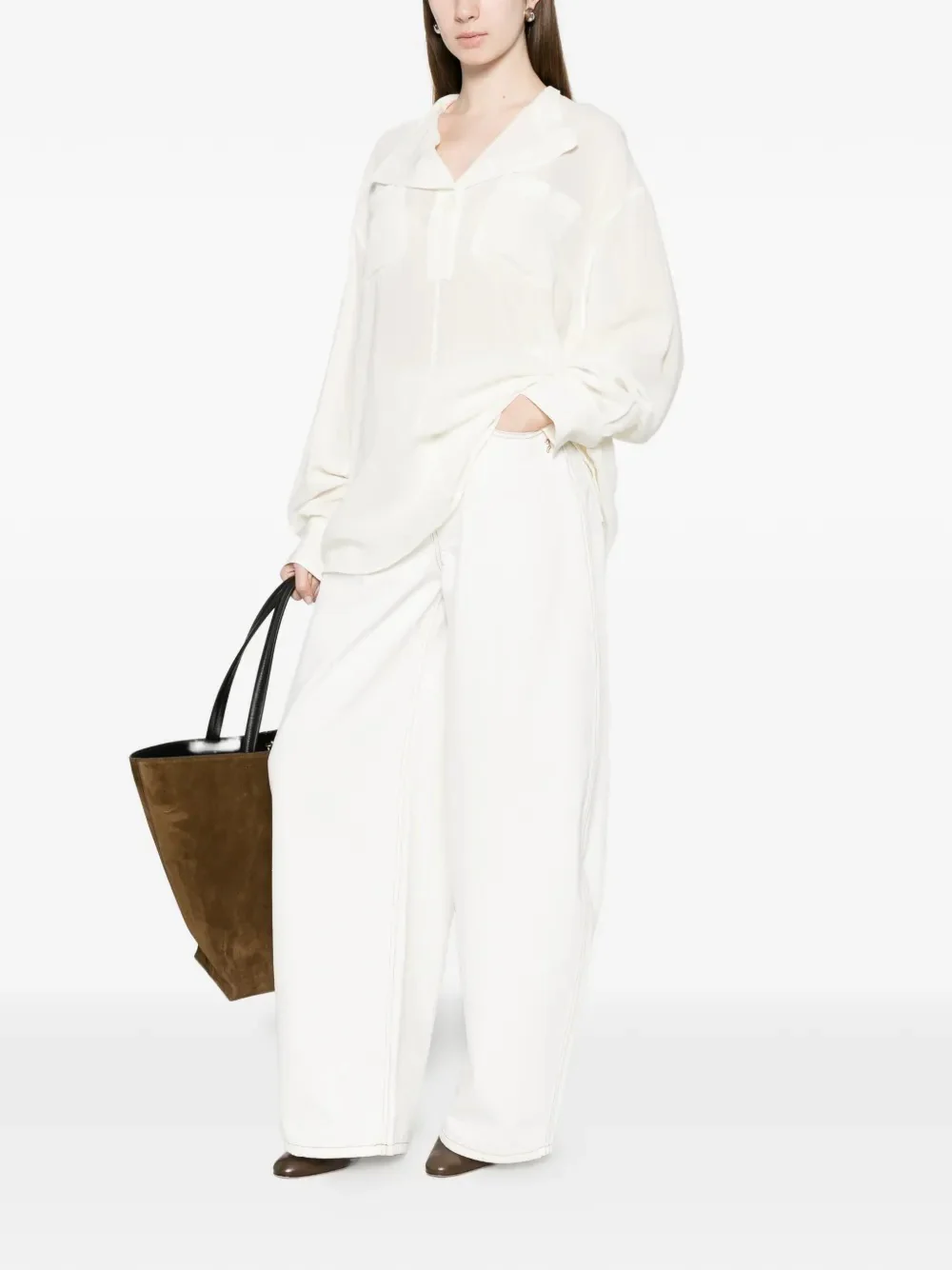TOTEME - Women Overlapping Collar Blouse - Image 4