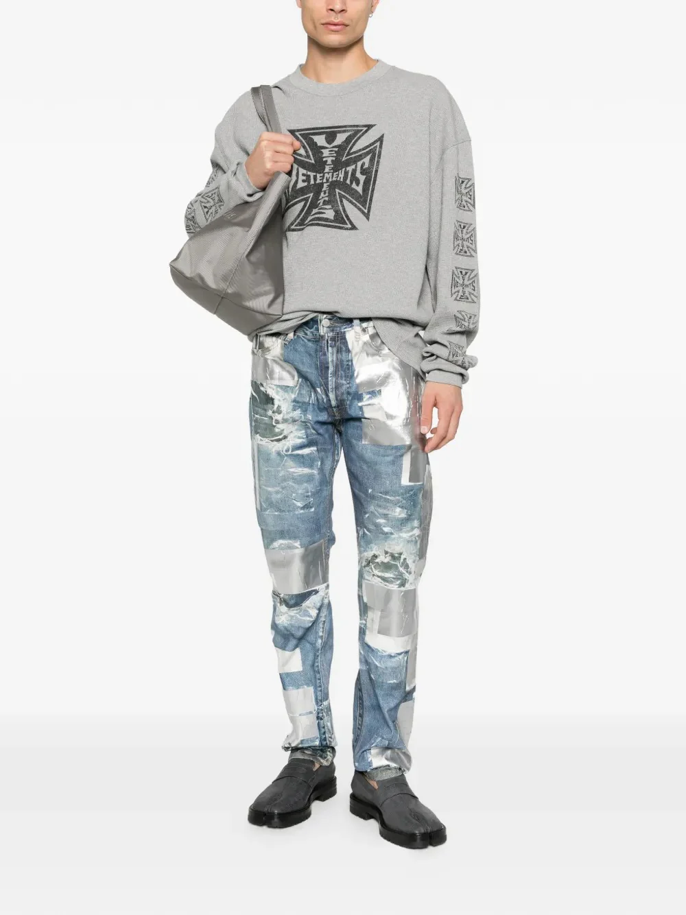 VETEMENTS - Men Biker Cross Waffle Longsleeve Sweats