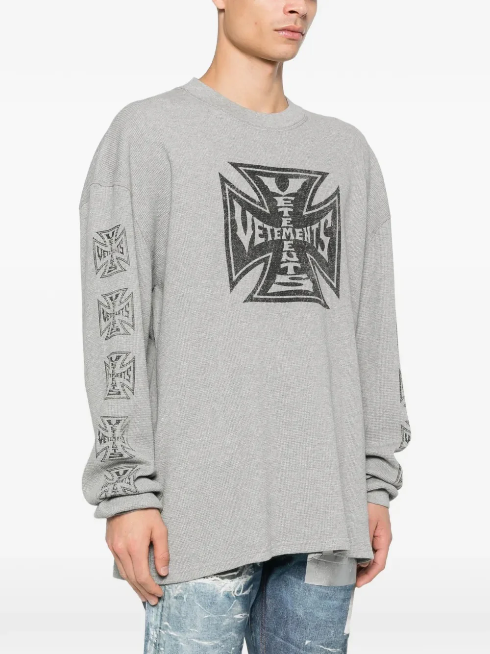 VETEMENTS - Men Biker Cross Waffle Longsleeve Sweats - Image 2