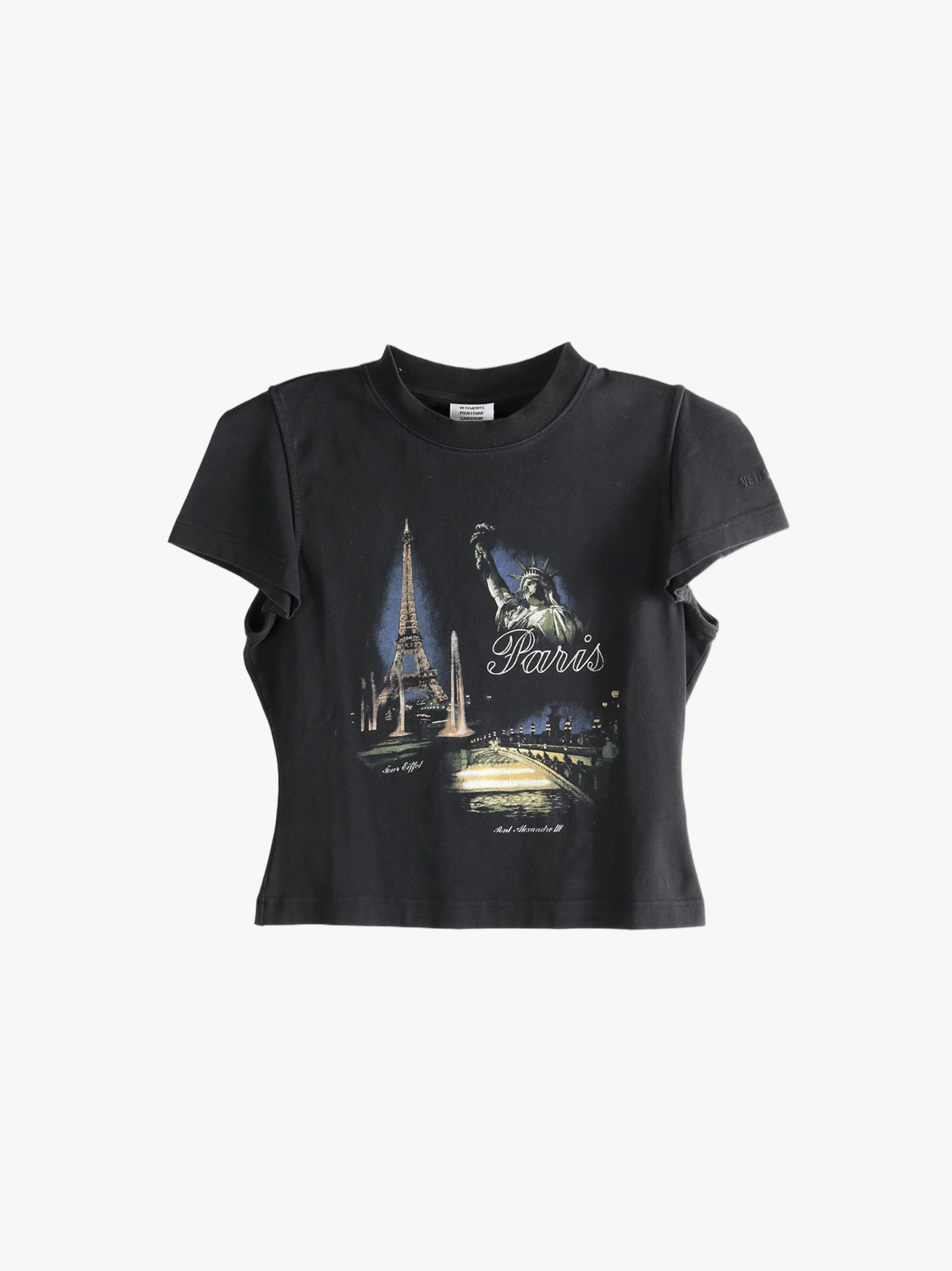 VETEMENTS - Women Paris Tourist Front Sleeve Baby T-Shirt - Image 4