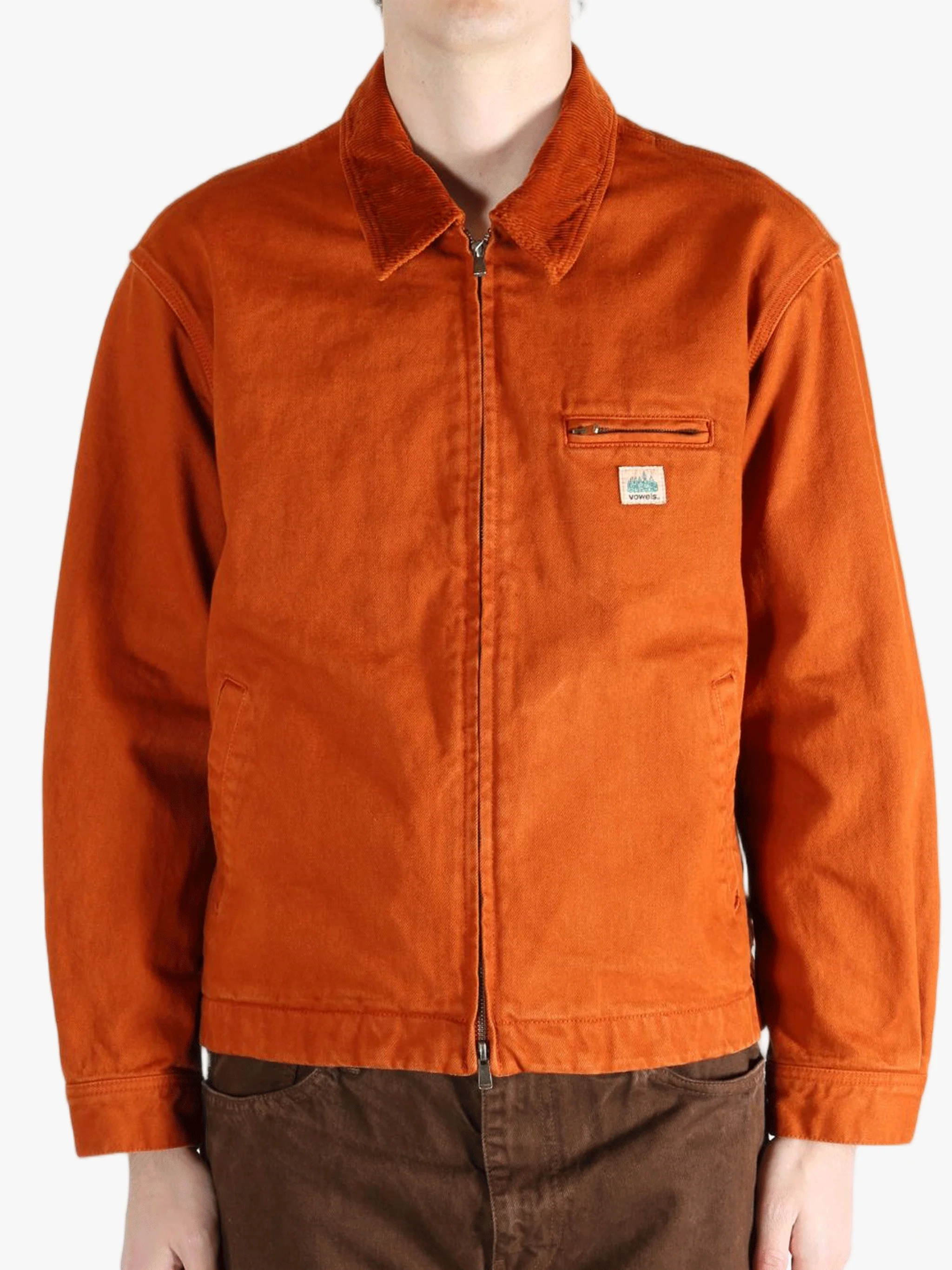 VOWELS - Men Cord Collared Zip Up