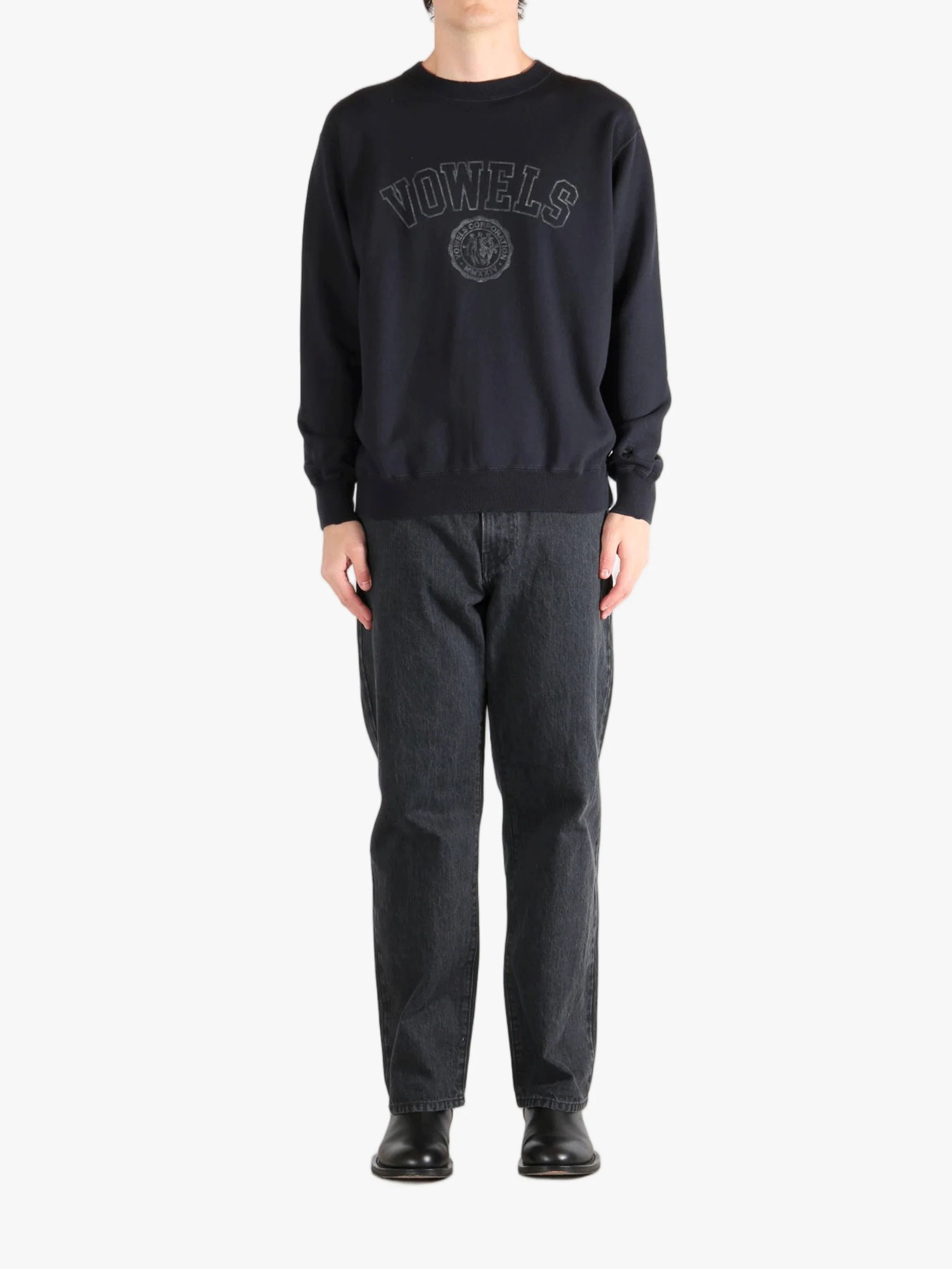 VOWELS - Men Faded Collegiate Crewneck Pullover - Image 4