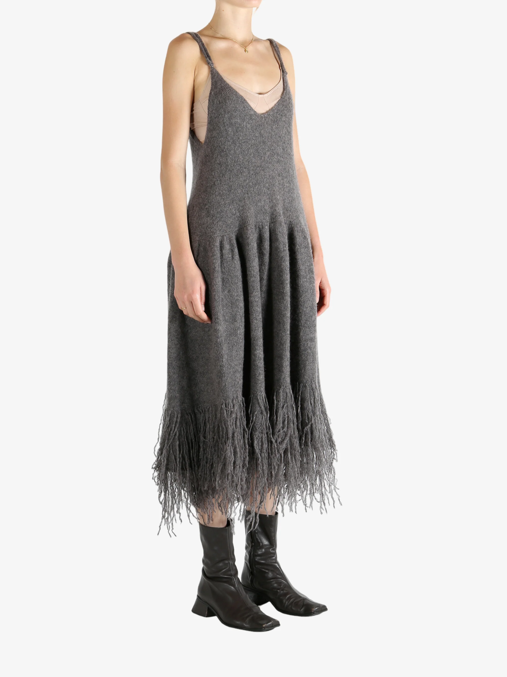YANGKEHAN - Women Pure Cashmere Fringed Dress - Image 2