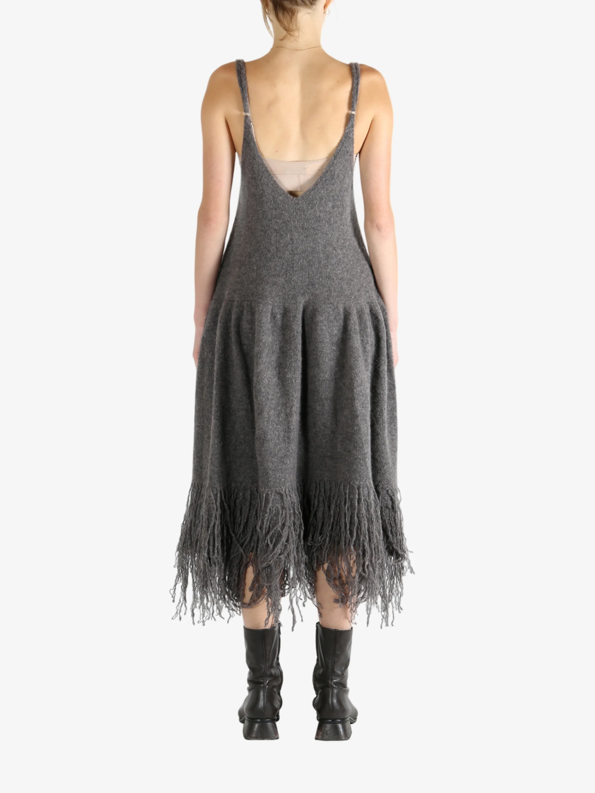 YANGKEHAN - Women Pure Cashmere Fringed Dress - Image 3
