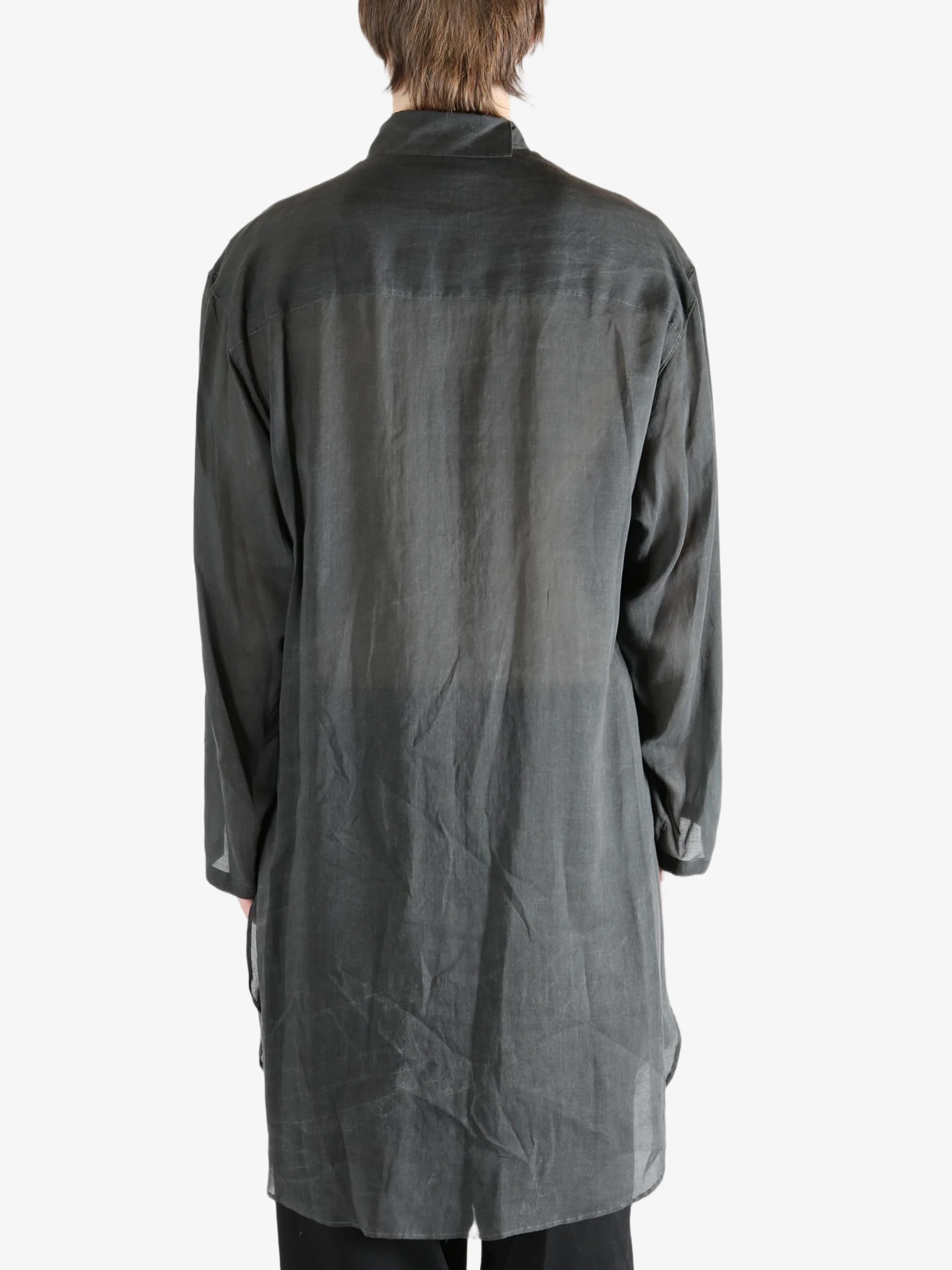 YOHJI YAMAMOTO POUR HOMME - Men Asymmetric Long Blouse - Image 3