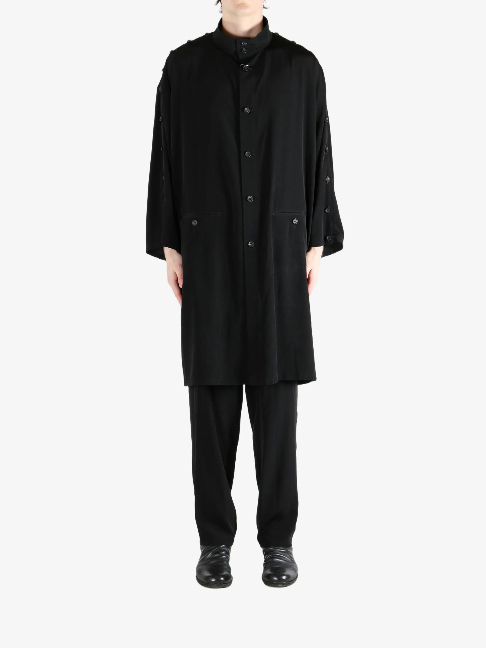 YOHJI YAMAMOTO POUR HOMME - Men Button Stand Long Sleeve Jacket - Image 4