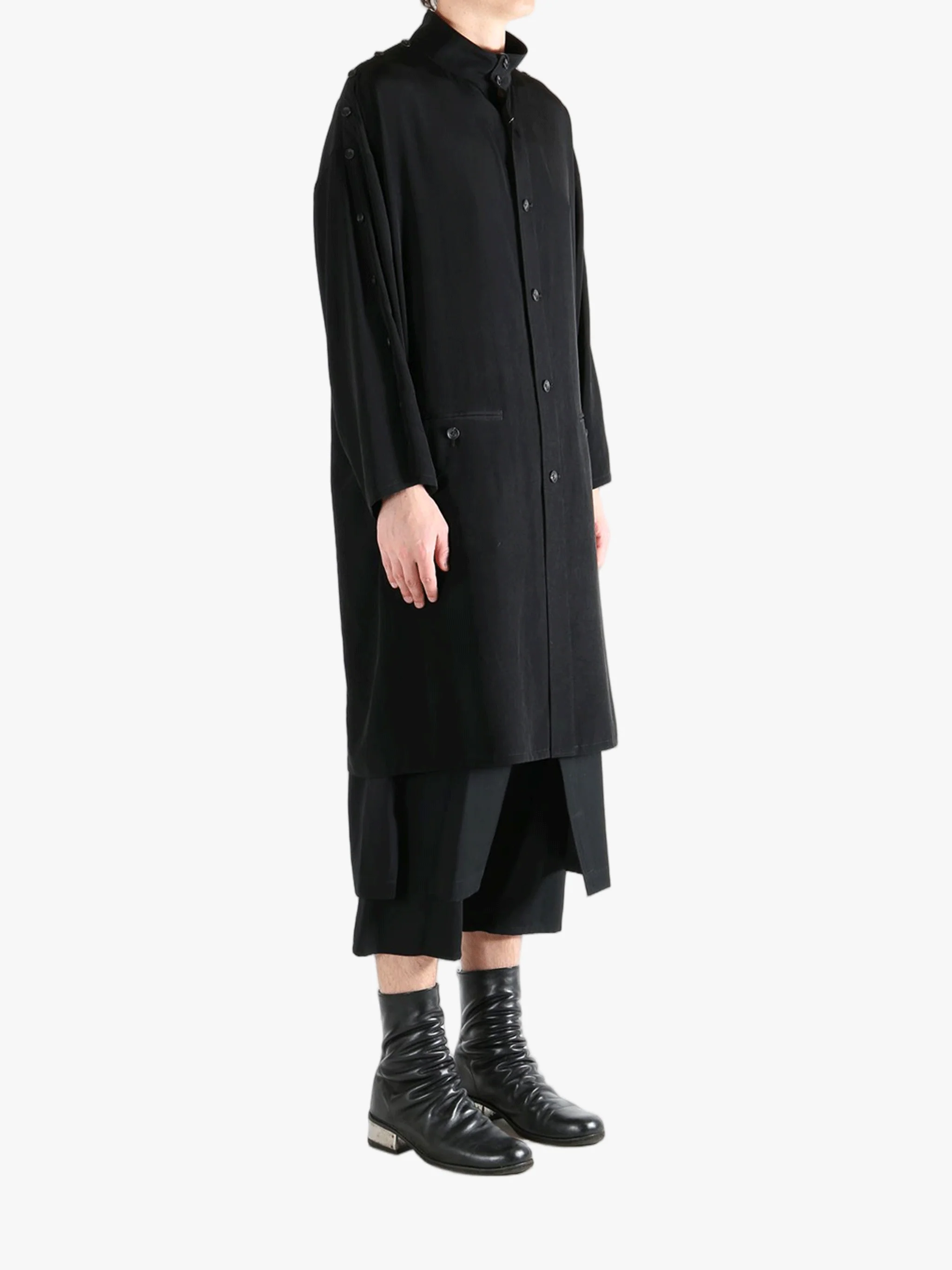 YOHJI YAMAMOTO POUR HOMME - Men Button Stand Long Sleeve Jacket - Image 5
