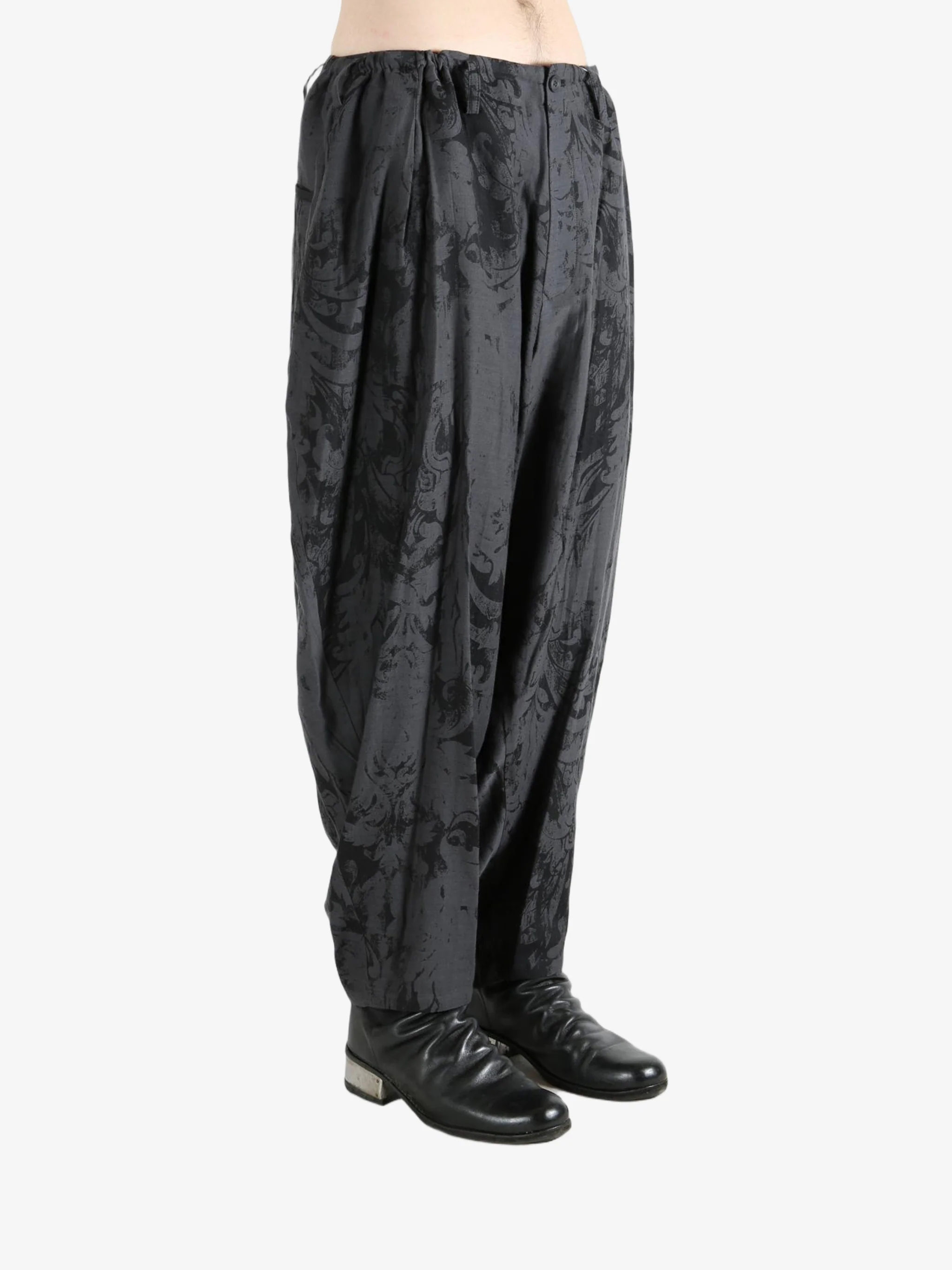 YOHJI YAMAMOTO POUR HOMME - Men Jacquard Drape Pants - Image 2