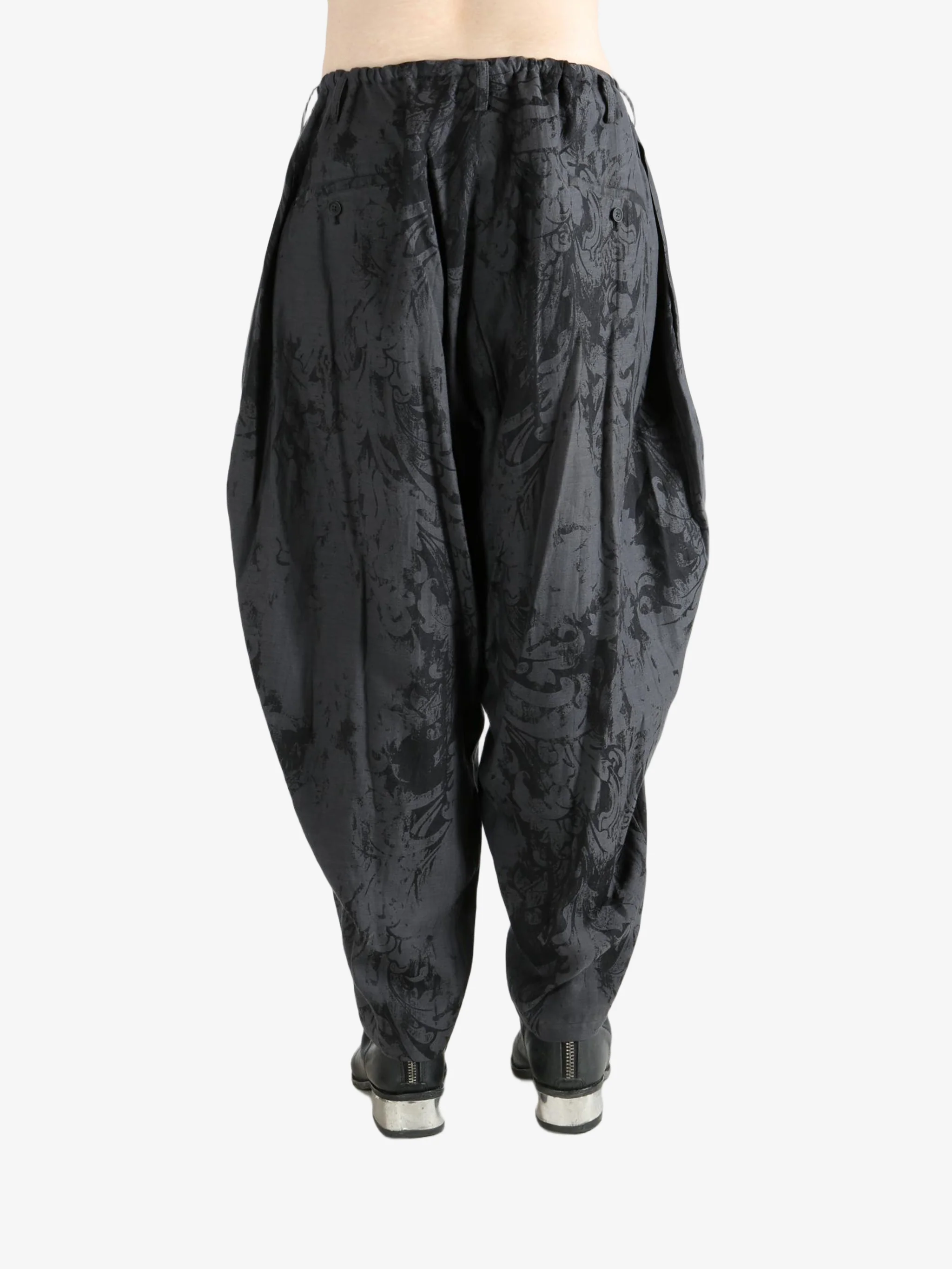 YOHJI YAMAMOTO POUR HOMME - Men Jacquard Drape Pants - Image 3