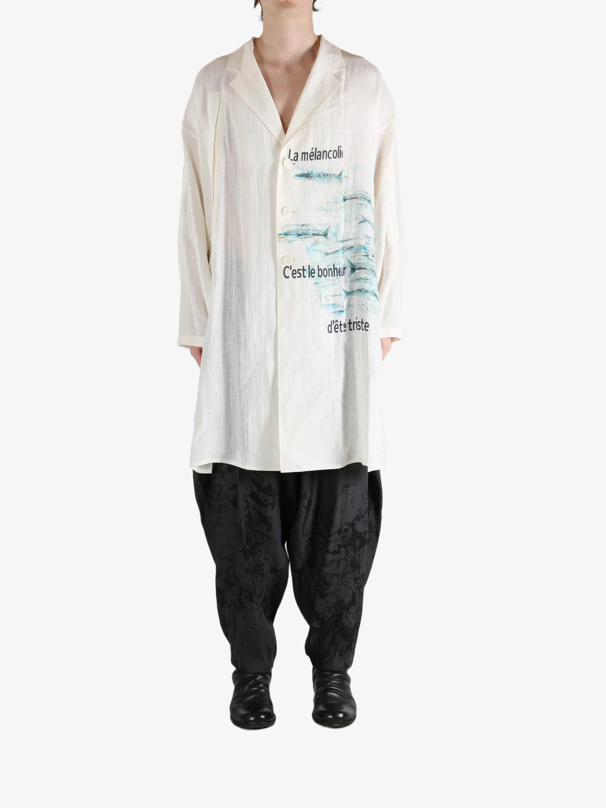 YOHJI YAMAMOTO POUR HOMME - Men Sakana Long Jacket - Image 4