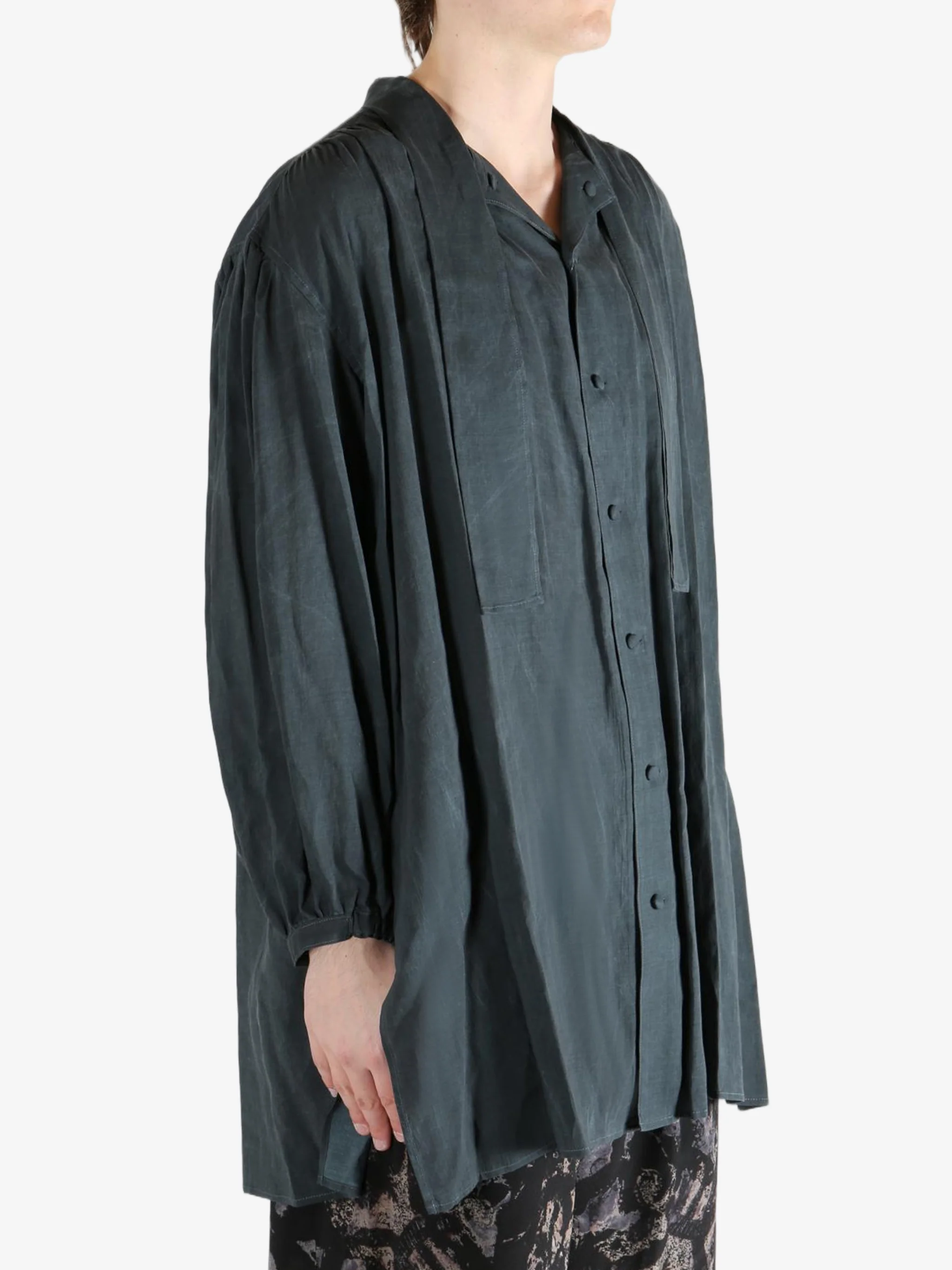 YOHJI YAMAMOTO POUR HOMME - Men Scarf Gather Blouse - Image 2