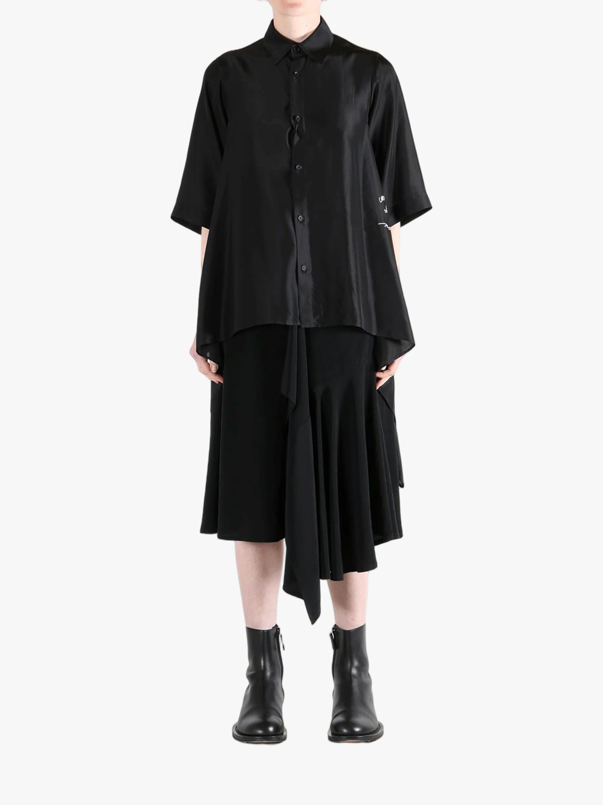 YOHJI YAMAMOTO - Women Flounce Short Sleeve Blouse - Image 4