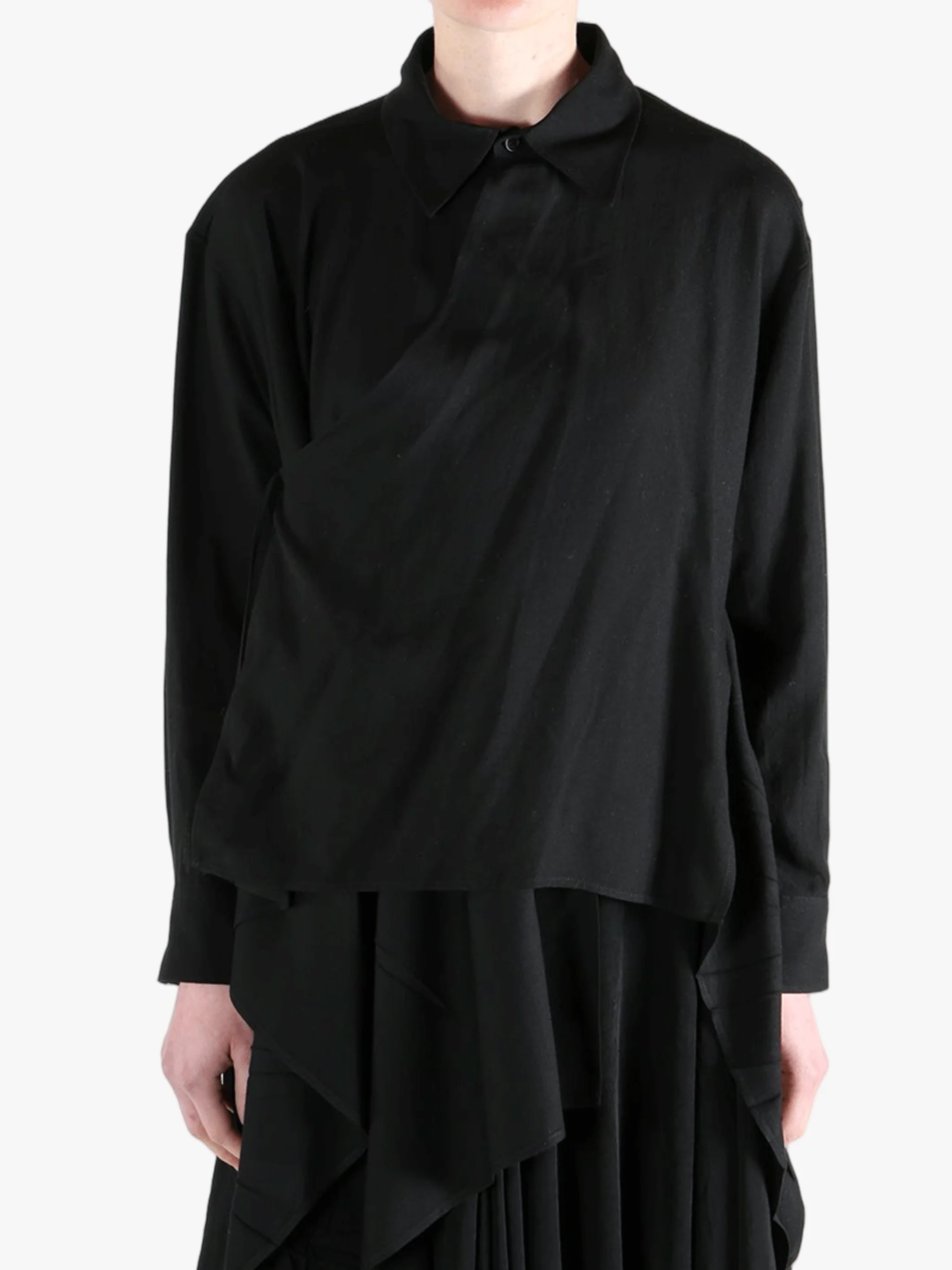 YOHJI YAMAMOTO - Women Ry/C Serge Asymmetric Blouse