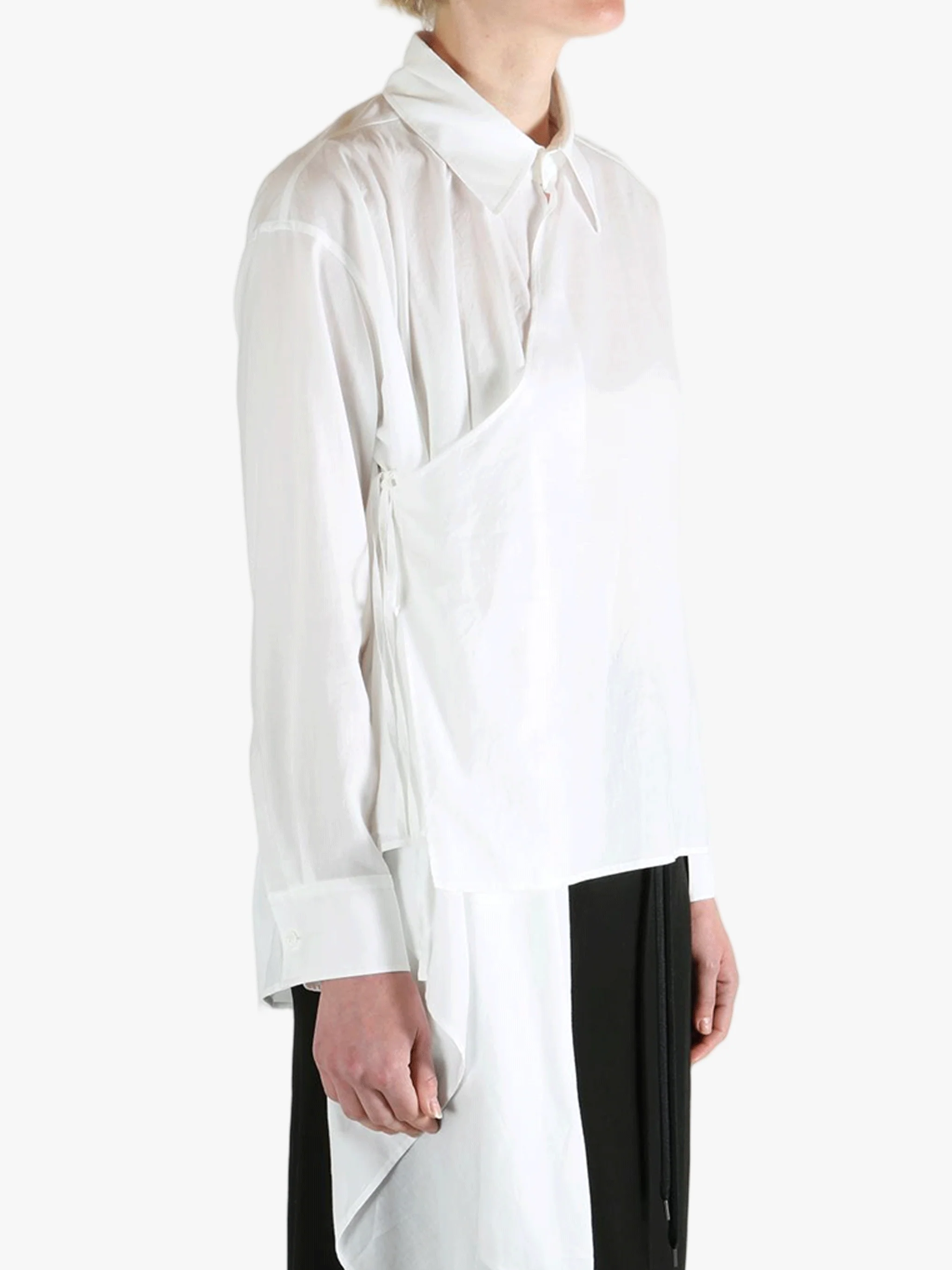 YOHJI YAMAMOTO - Women Viyella Asymmetric Blouse - Image 2