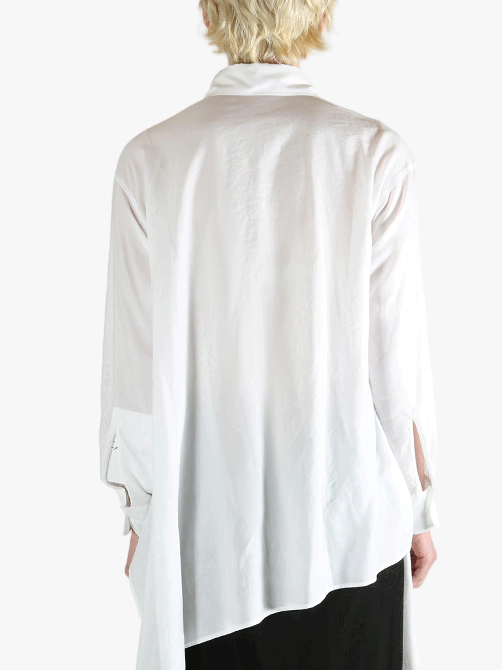 YOHJI YAMAMOTO - Women Viyella Asymmetric Blouse - Image 3