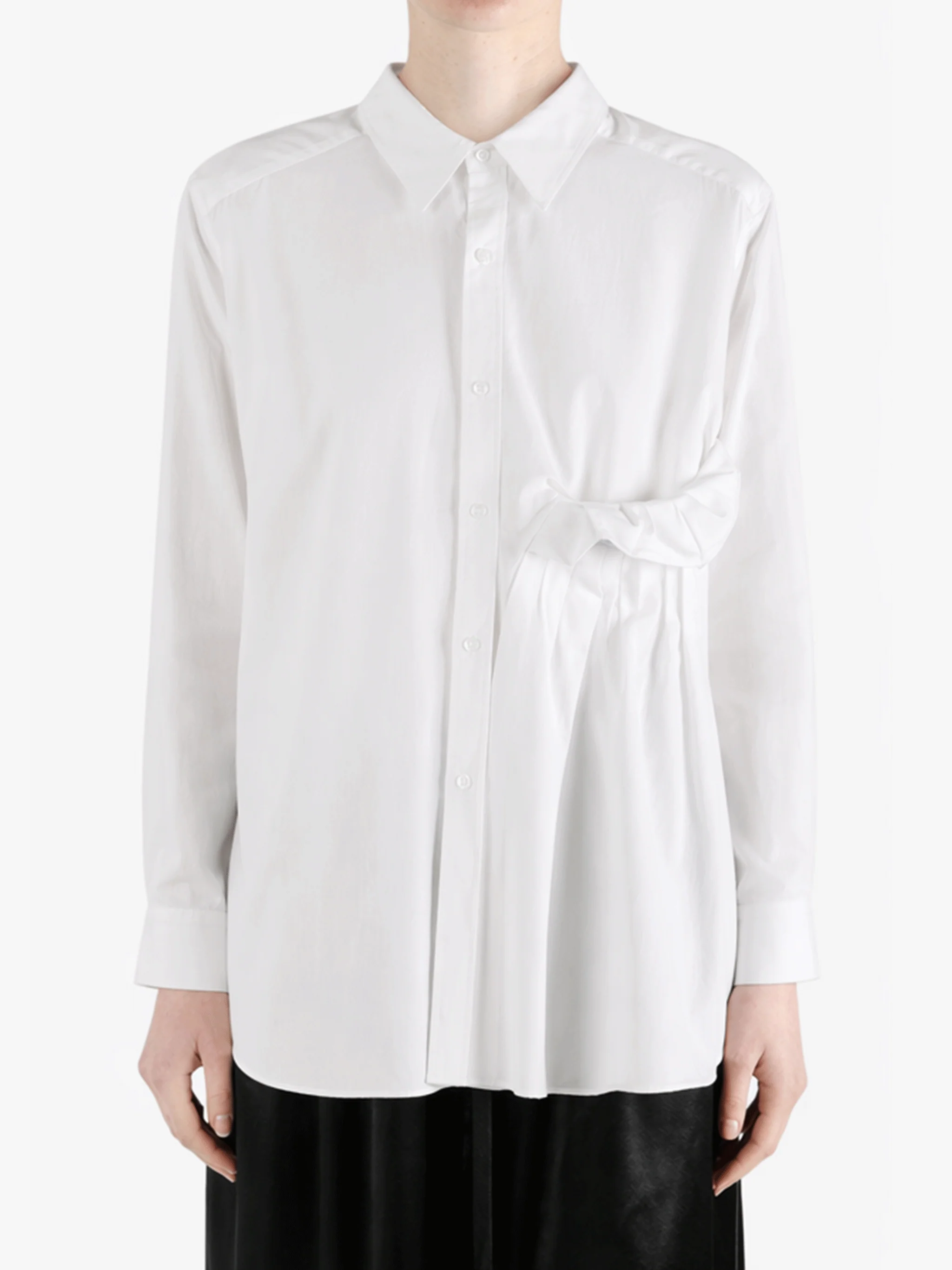 Y'S - Women Cotton Broad Left Side Tuck Shirt