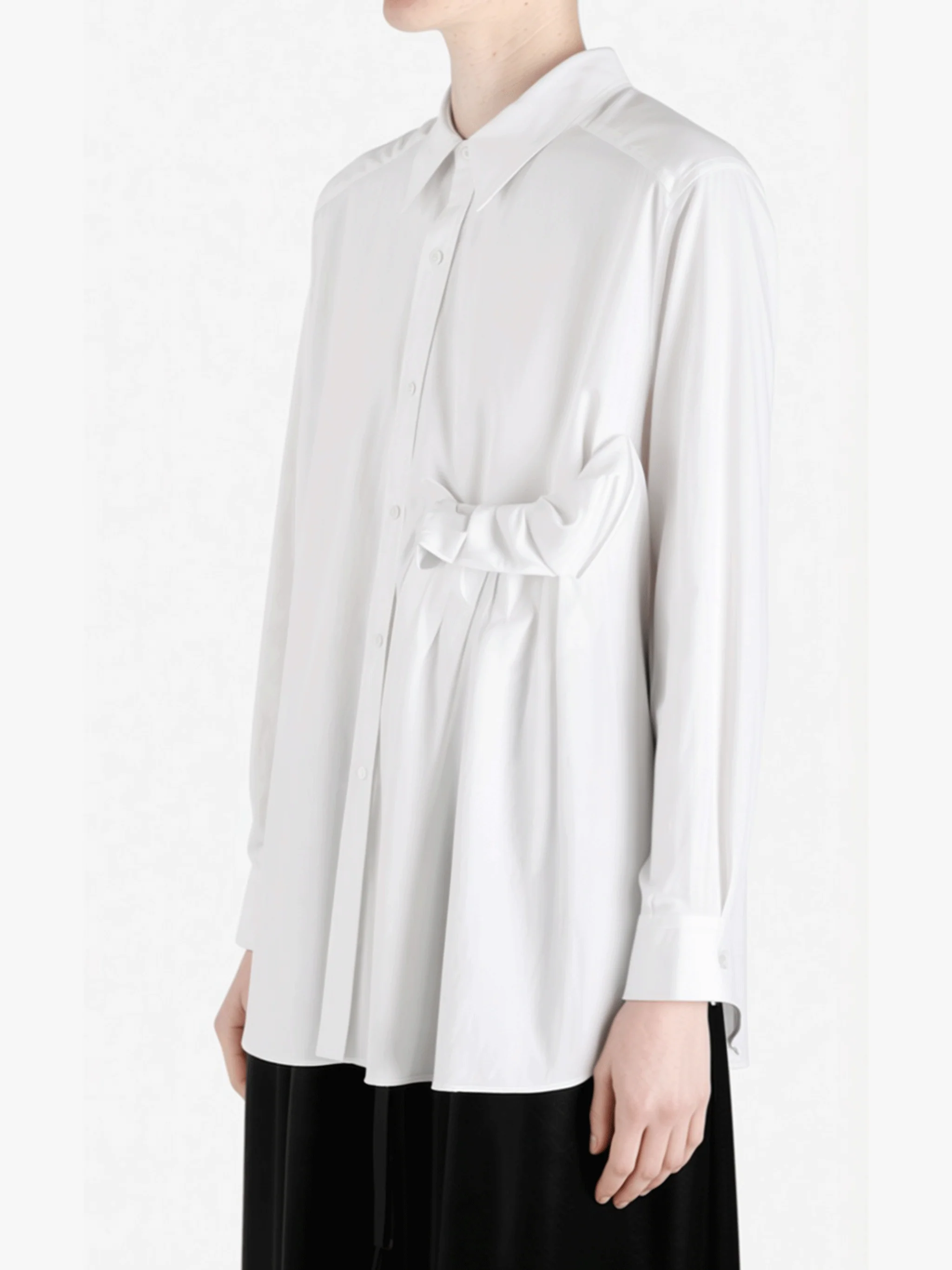 Y'S - Women Cotton Broad Left Side Tuck Shirt - Image 2