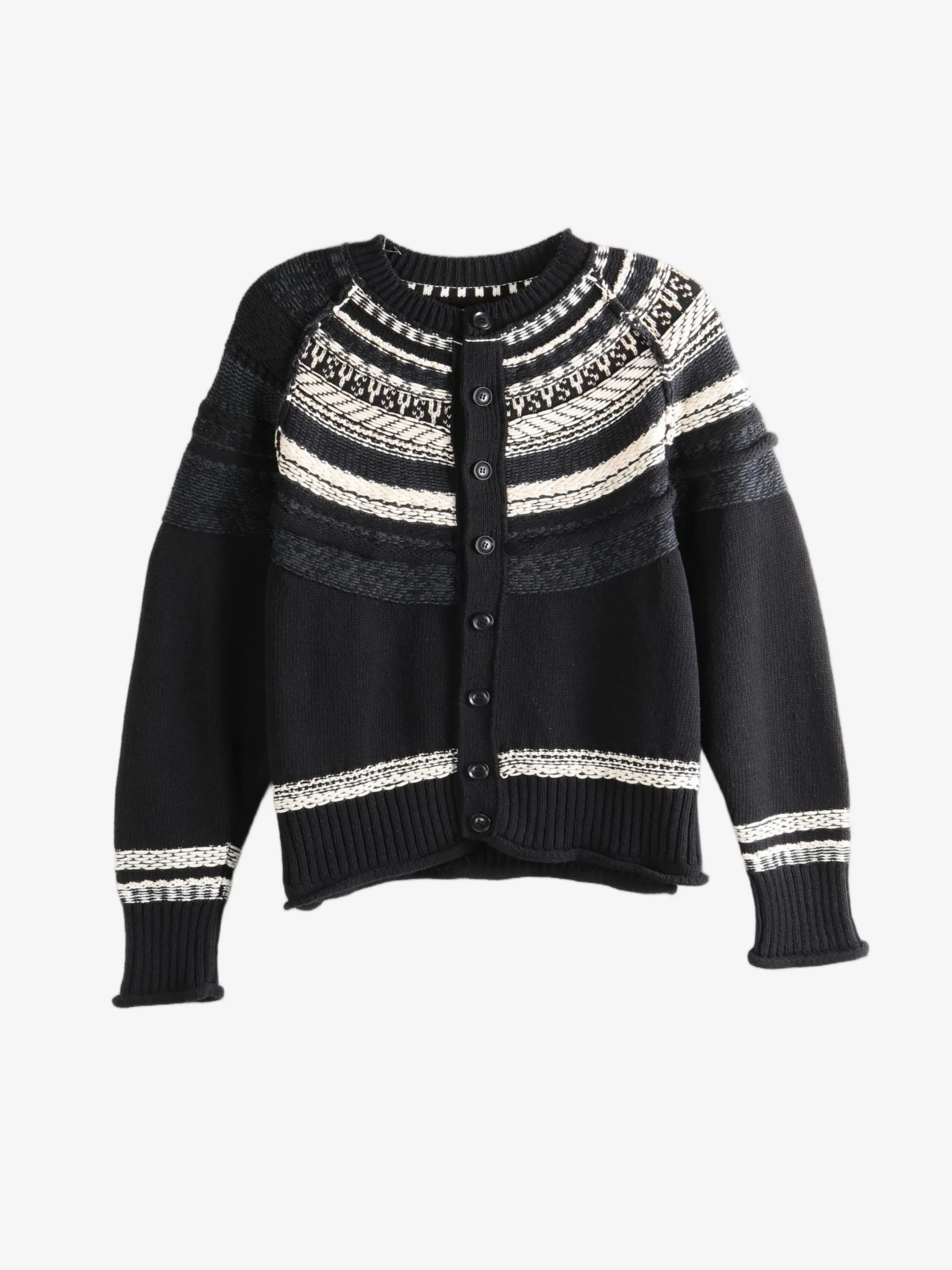 Y'S - Women Fair Isle Round Neck Cardigan - Image 4