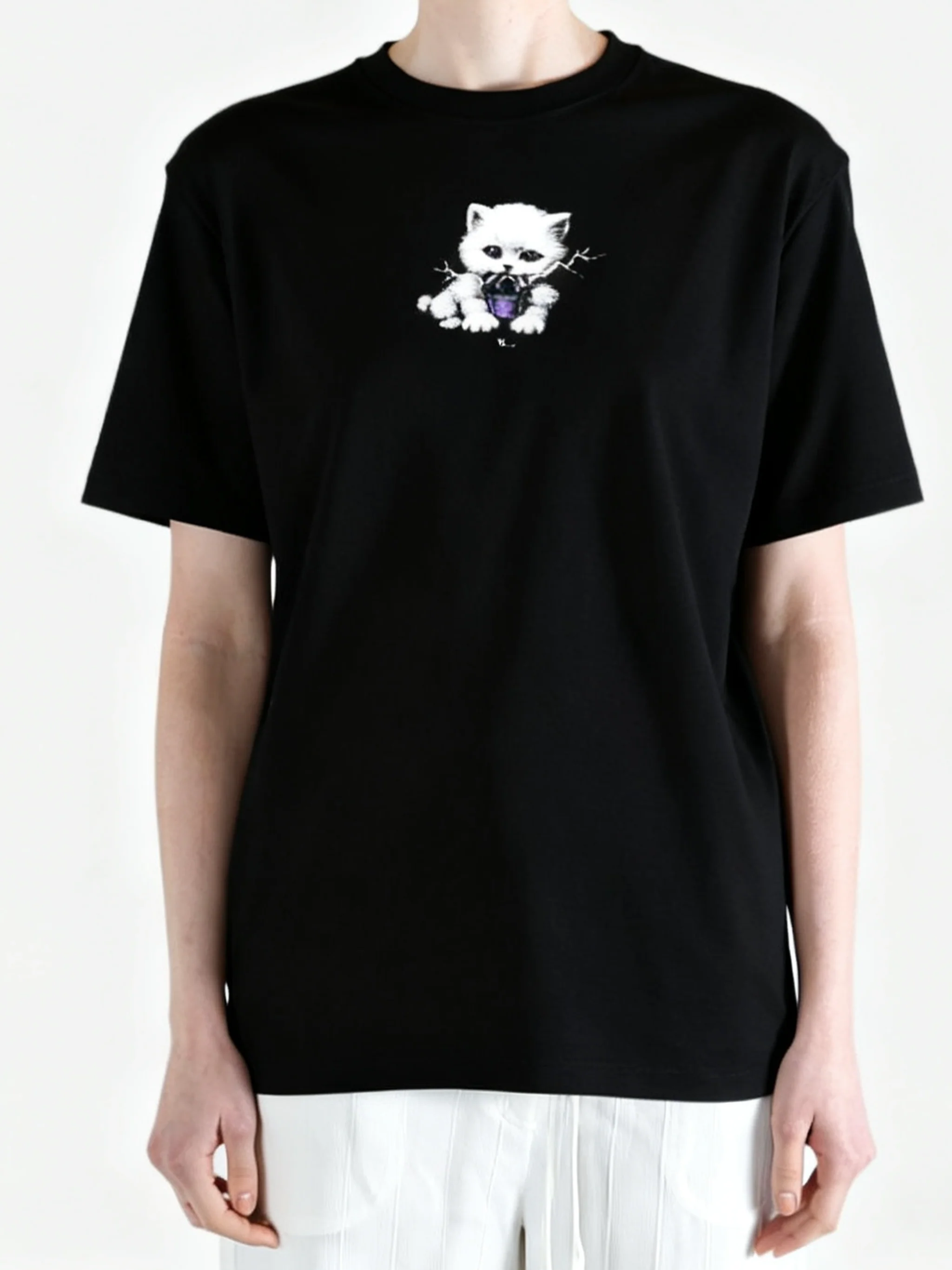 Y'S - Women Jersey Cat Print Tee