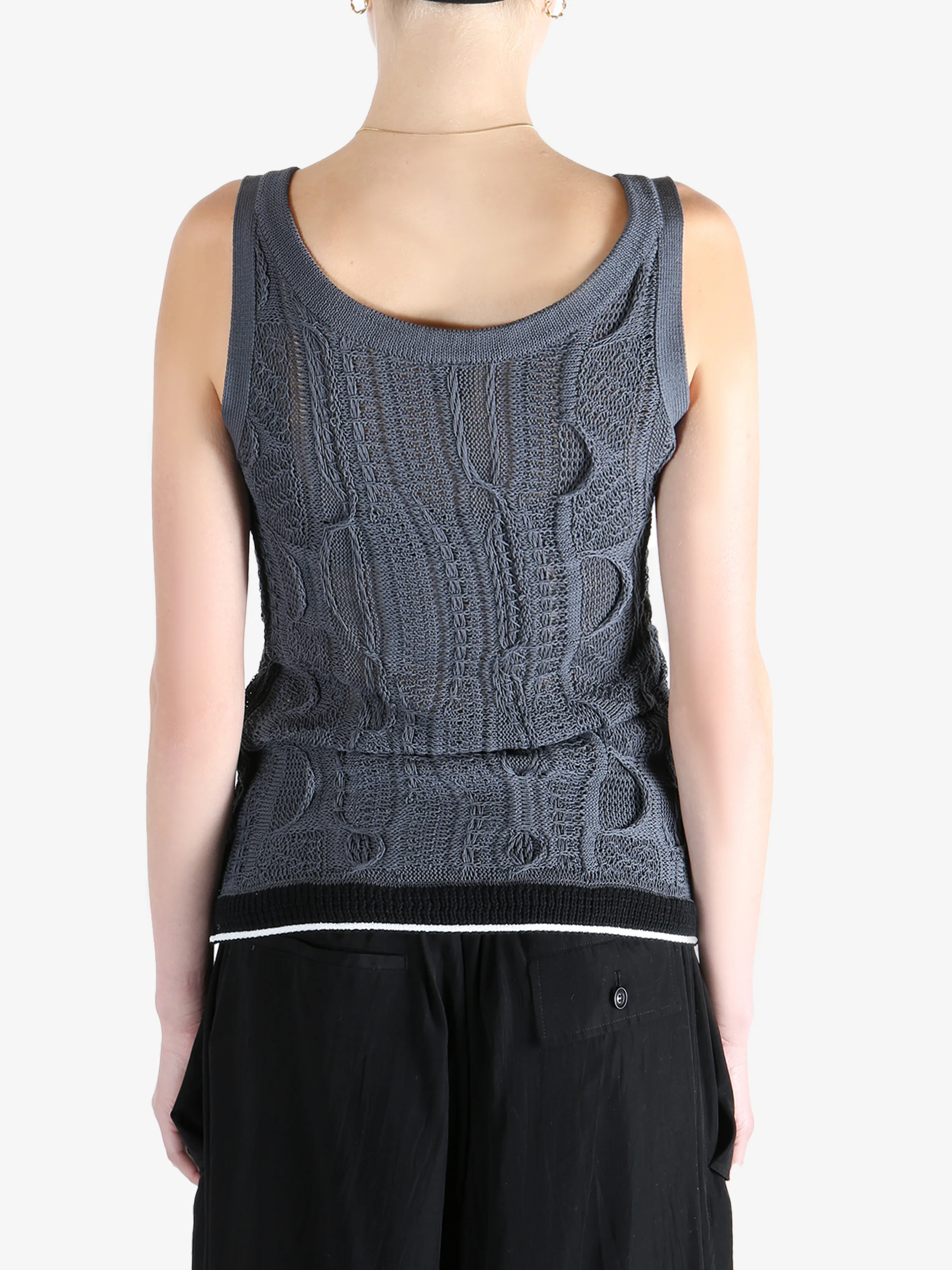 Y'S - Women Solid Knit Arranged Strap Tank Top - Image 3