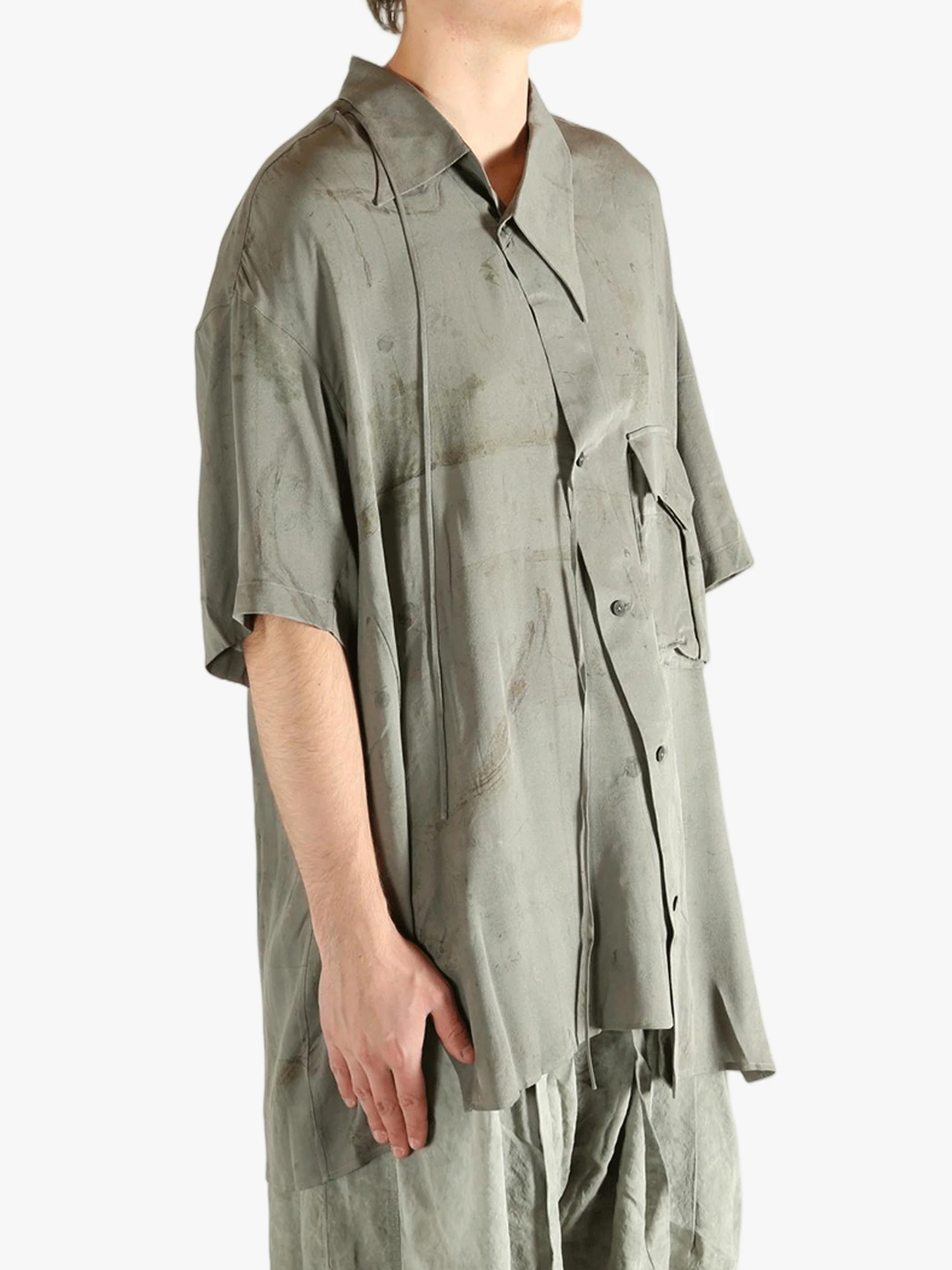ZIGGY CHEN - Men Asymmetric Short Sleeve Shirt - Image 2