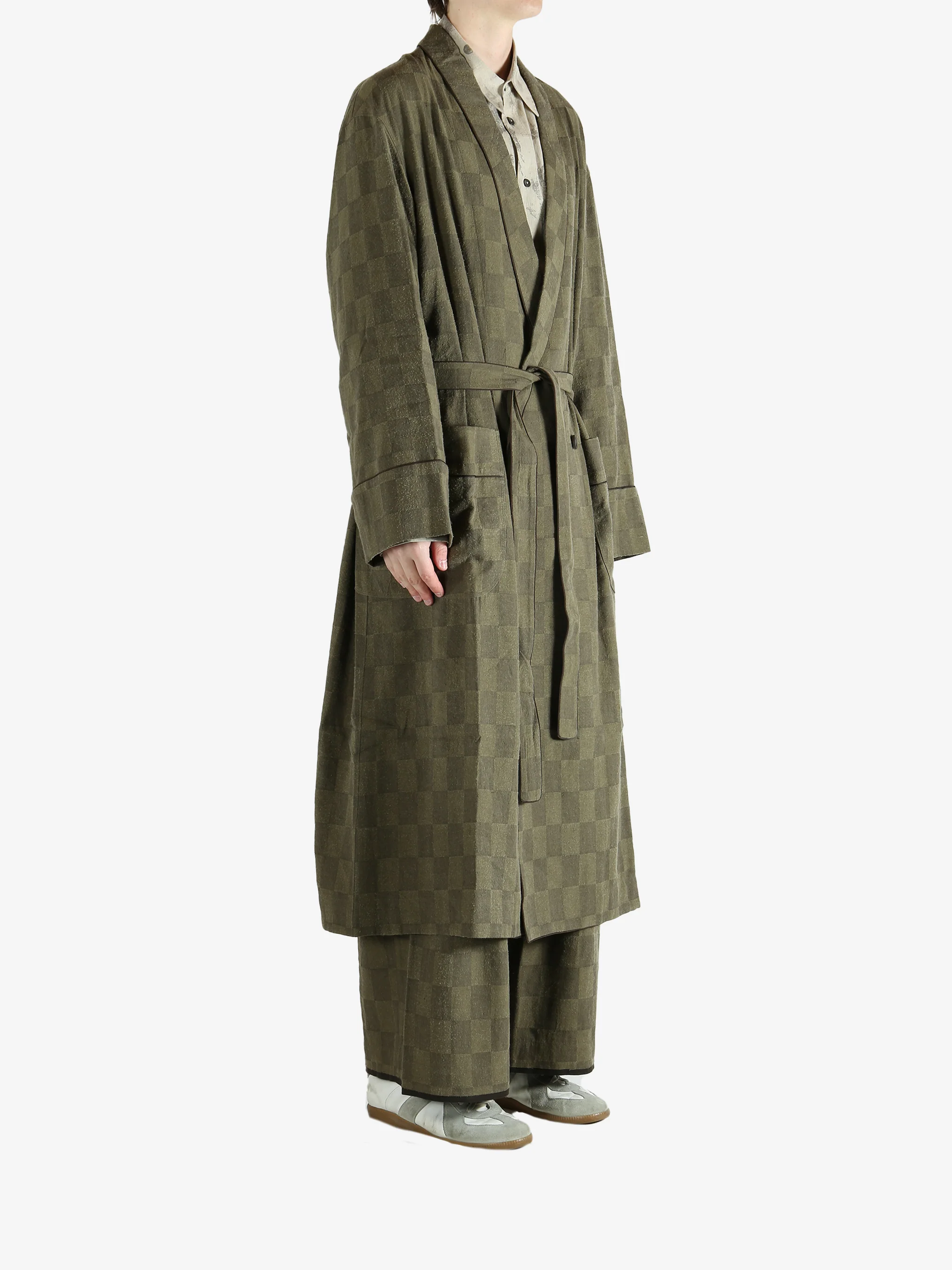 ZIGGY CHEN - Men Checkered Long Robe - Image 2