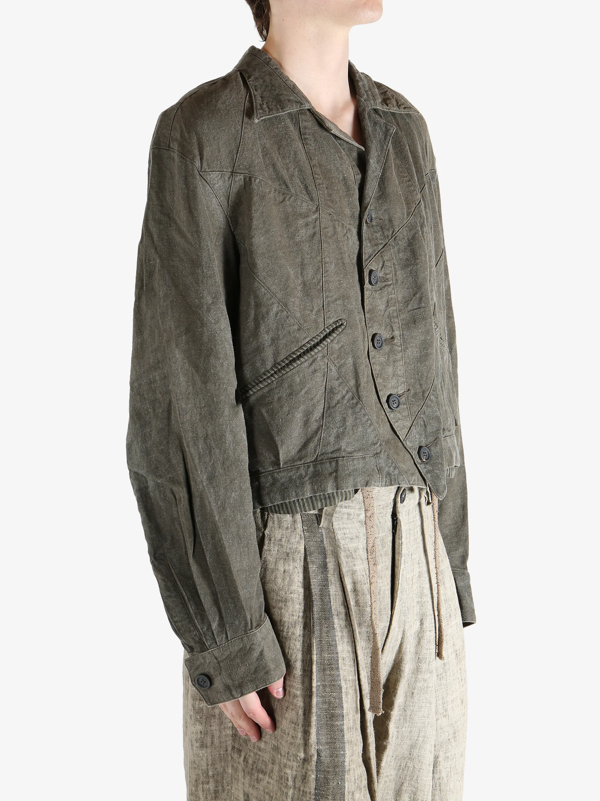 ZIGGY CHEN - Men Cropped Patchwork Jacket - Image 2
