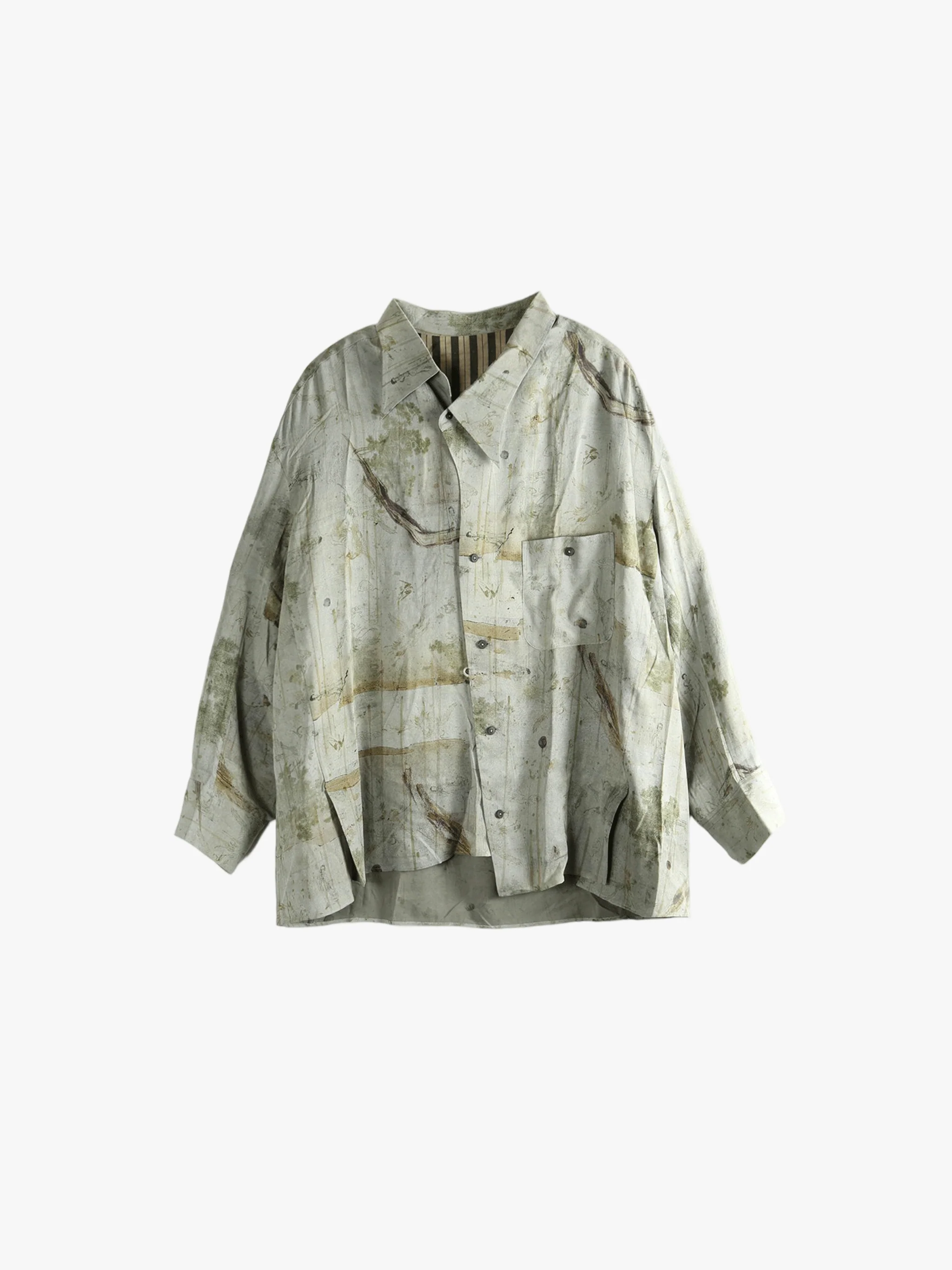 ZIGGY CHEN - Men Digital Print Asymmetric Shirt - Image 5