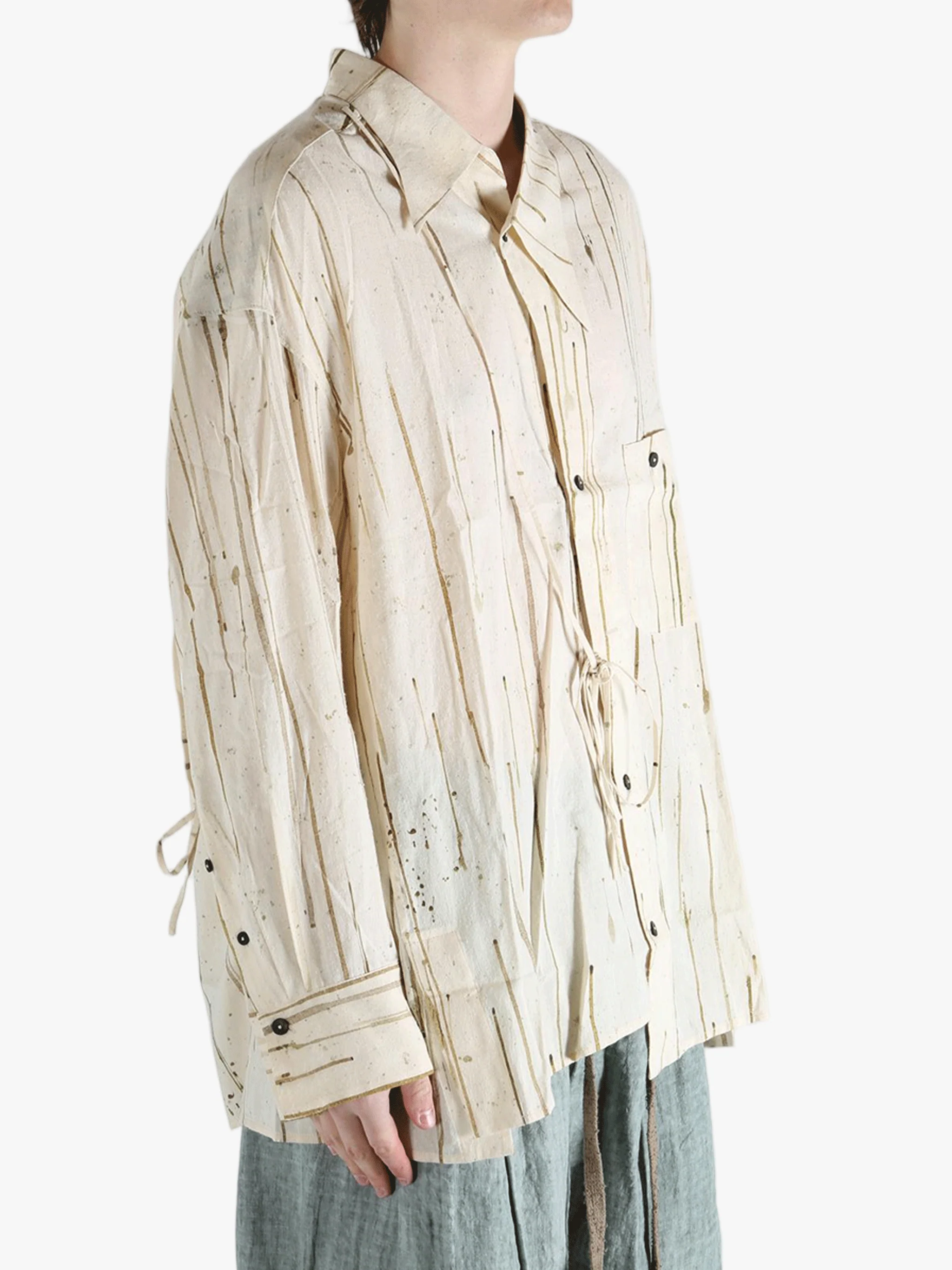 ZIGGY CHEN - Men Digital Print Asymmetric Shirt - Image 2