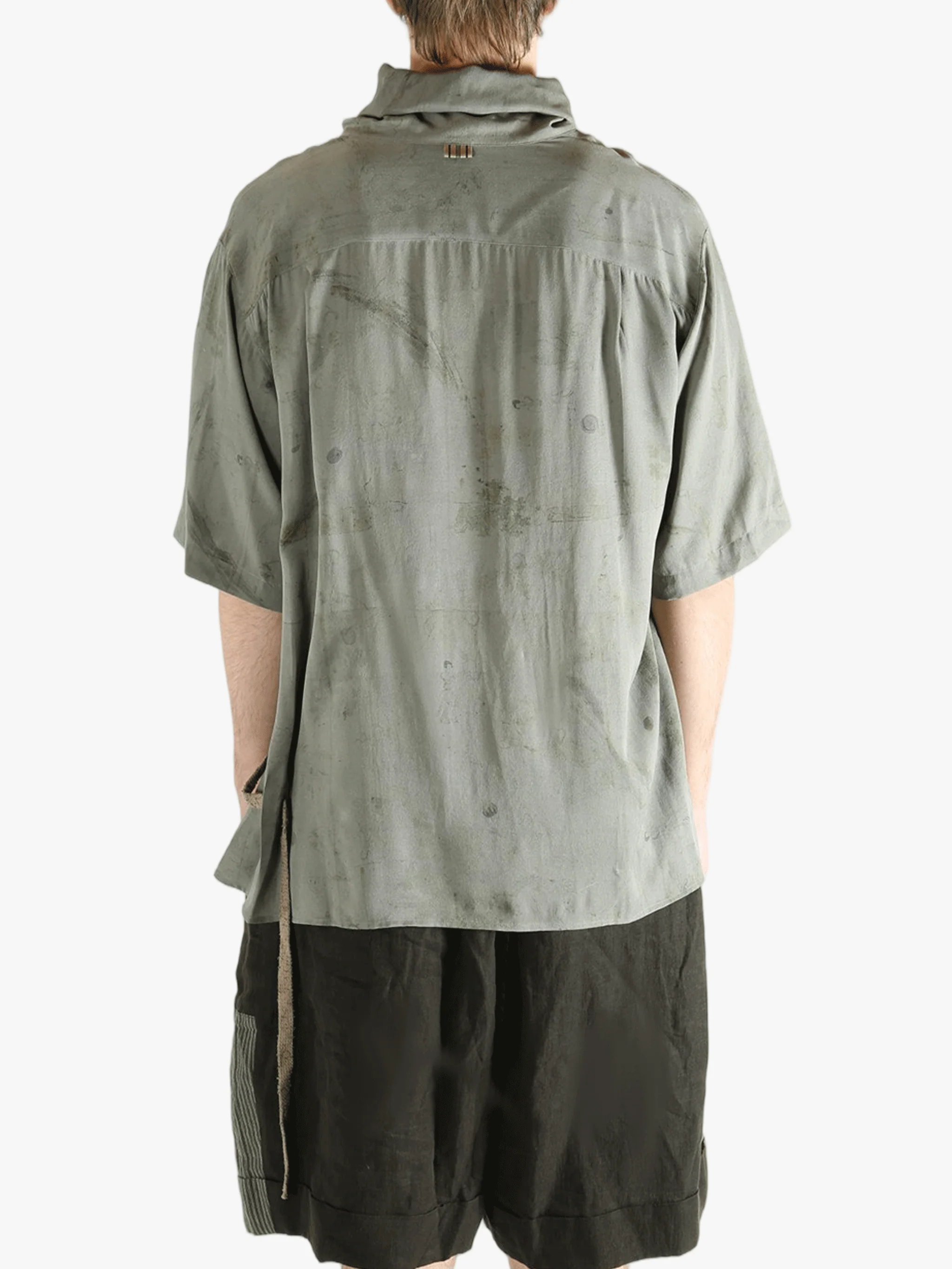 ZIGGY CHEN - Men Digital Print High-Neck Short Sleeve Shirt - Image 3
