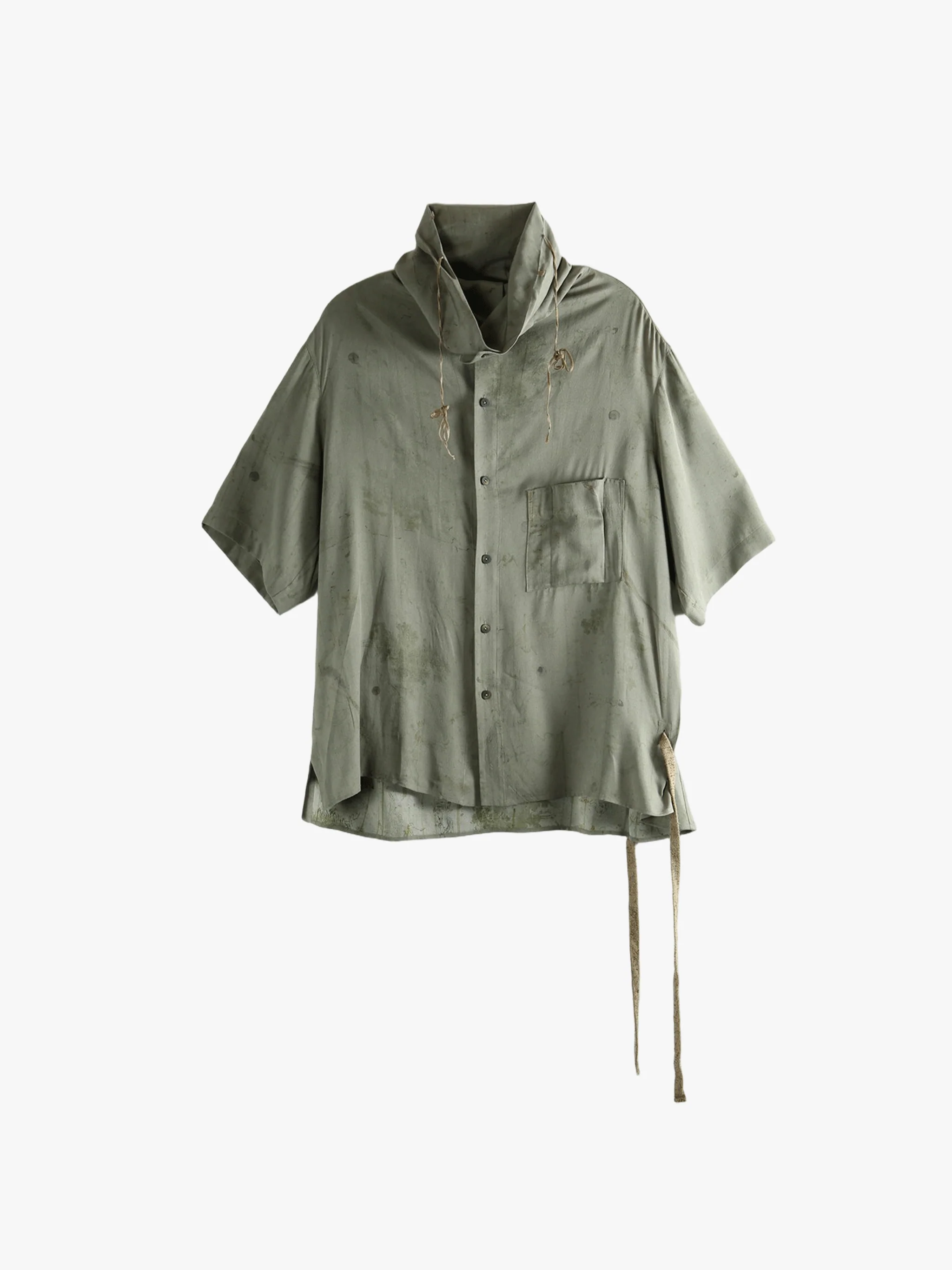 ZIGGY CHEN - Men Digital Print High-Neck Short Sleeve Shirt - Image 5