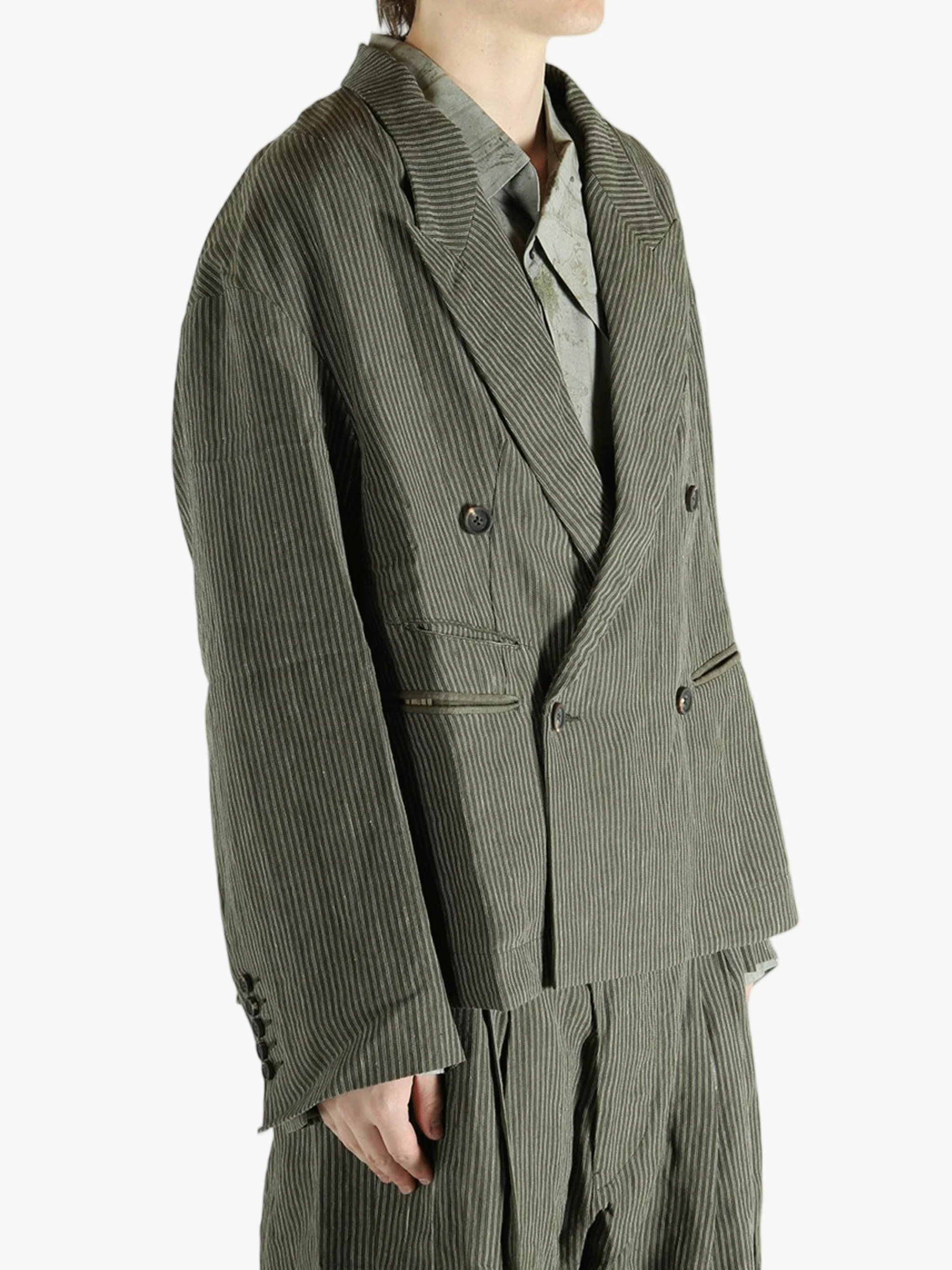 ZIGGY CHEN - Men Double Breasted Stripe Blazer - Image 2