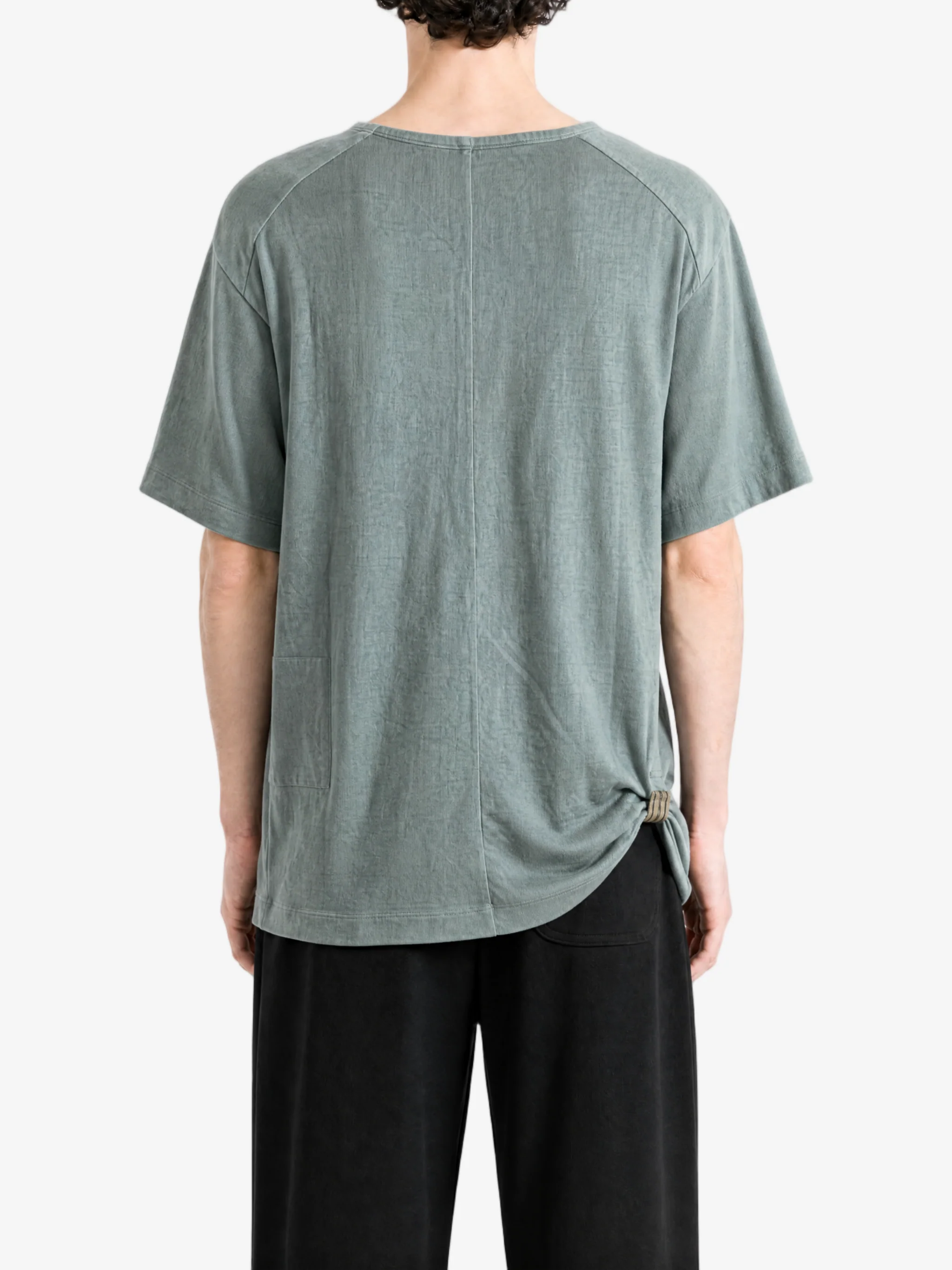 ZIGGY CHEN - Men Henley Neck Gathered T-Shirt - Image 3