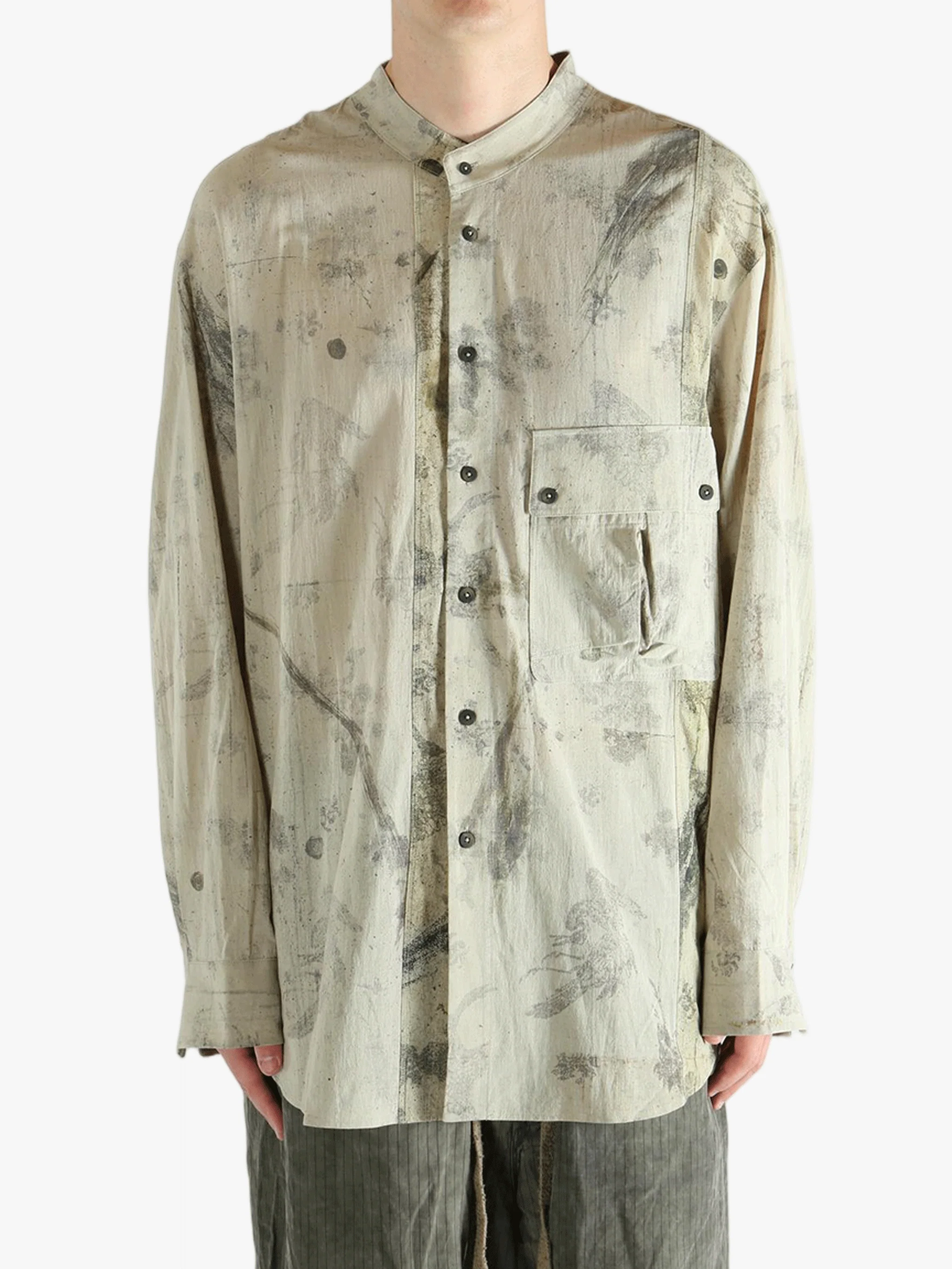 ZIGGY CHEN - Men Mandarin Collar Pocket Shirt