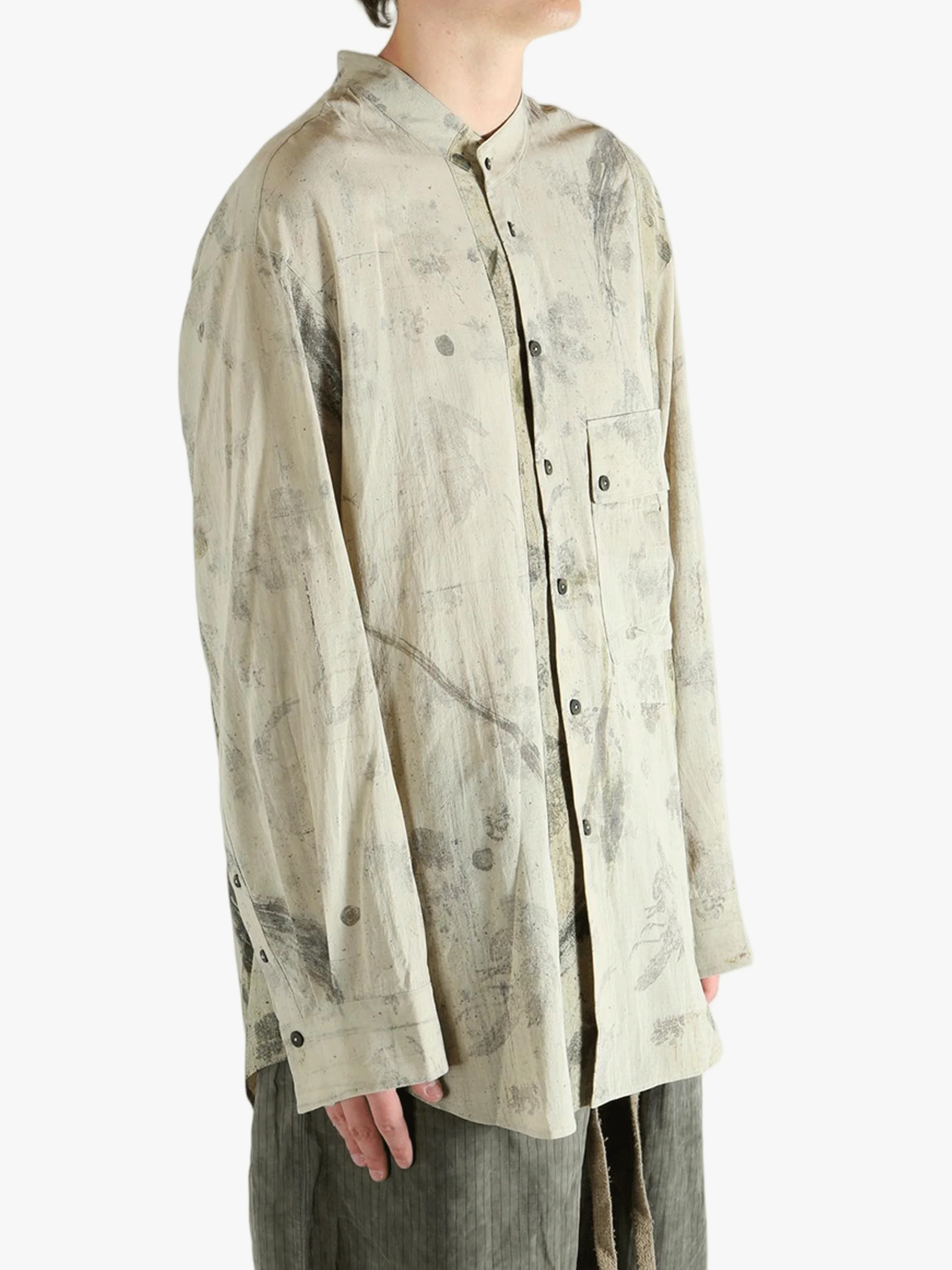 ZIGGY CHEN - Men Mandarin Collar Pocket Shirt - Image 2