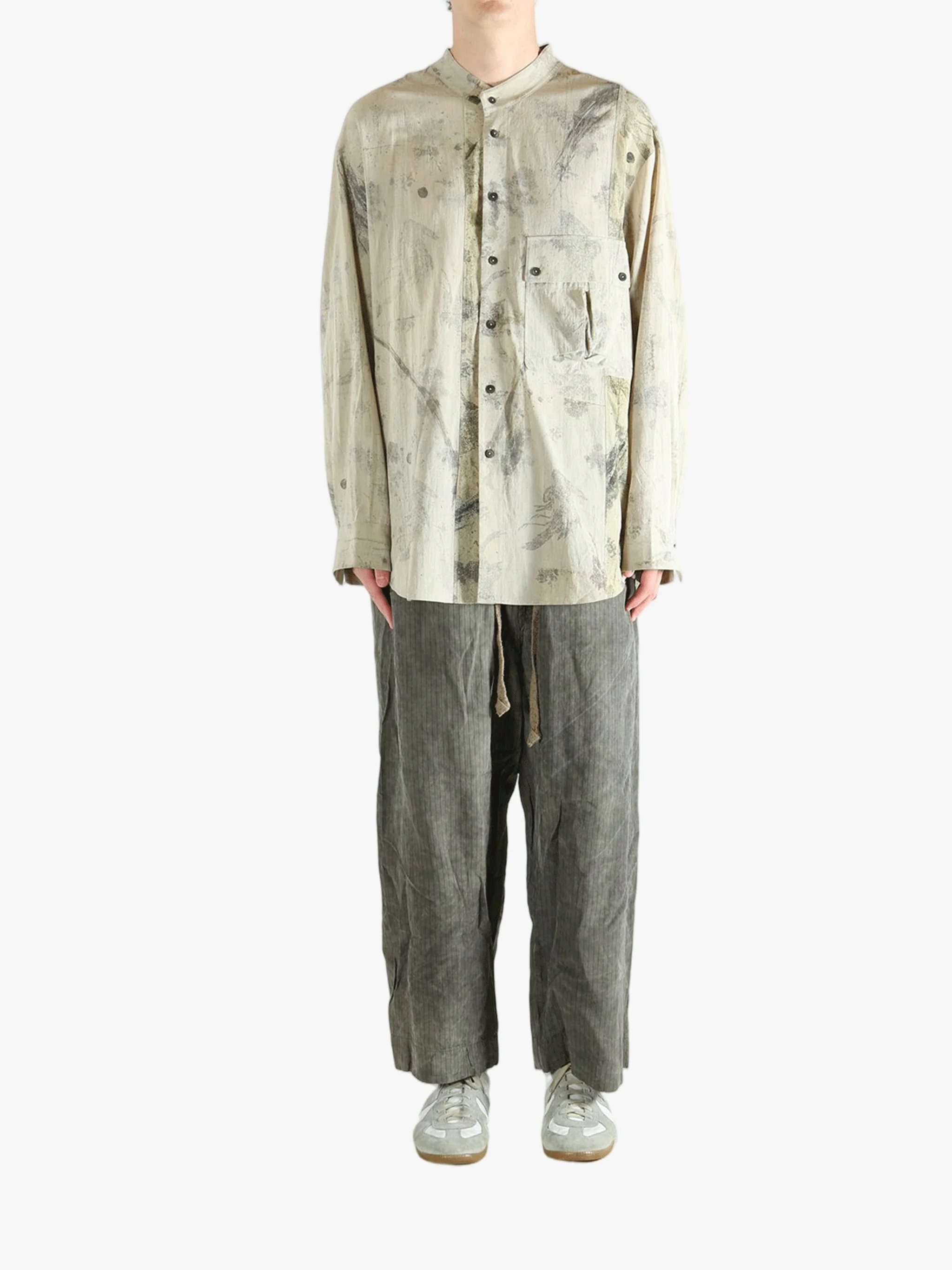 ZIGGY CHEN - Men Mandarin Collar Pocket Shirt - Image 4