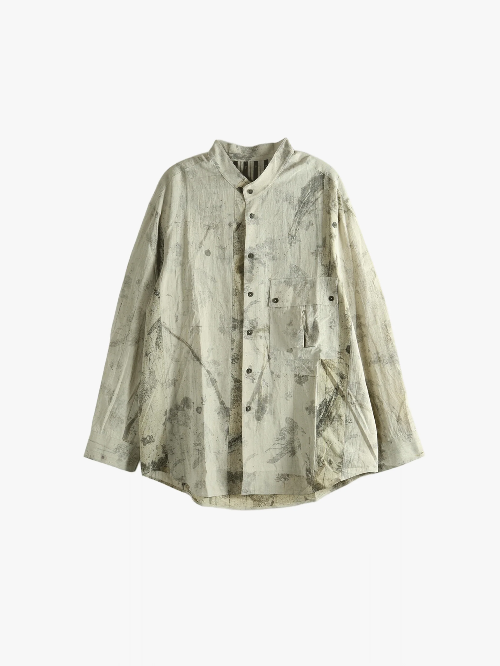 ZIGGY CHEN - Men Mandarin Collar Pocket Shirt - Image 5