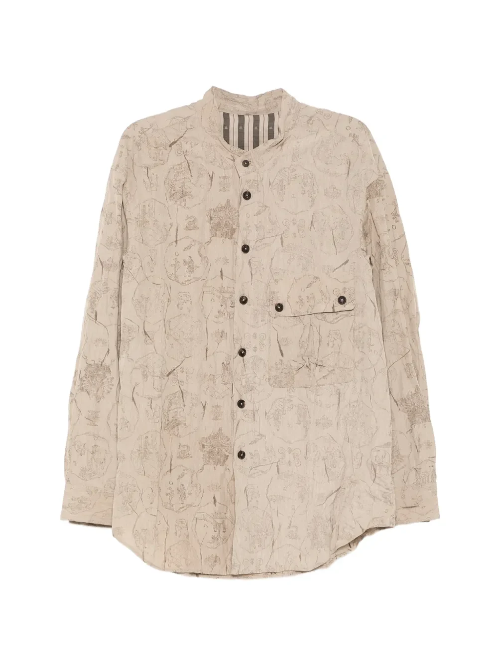 ZIGGY CHEN - Men Mandarin Collar Pocket Shirt - Image 5