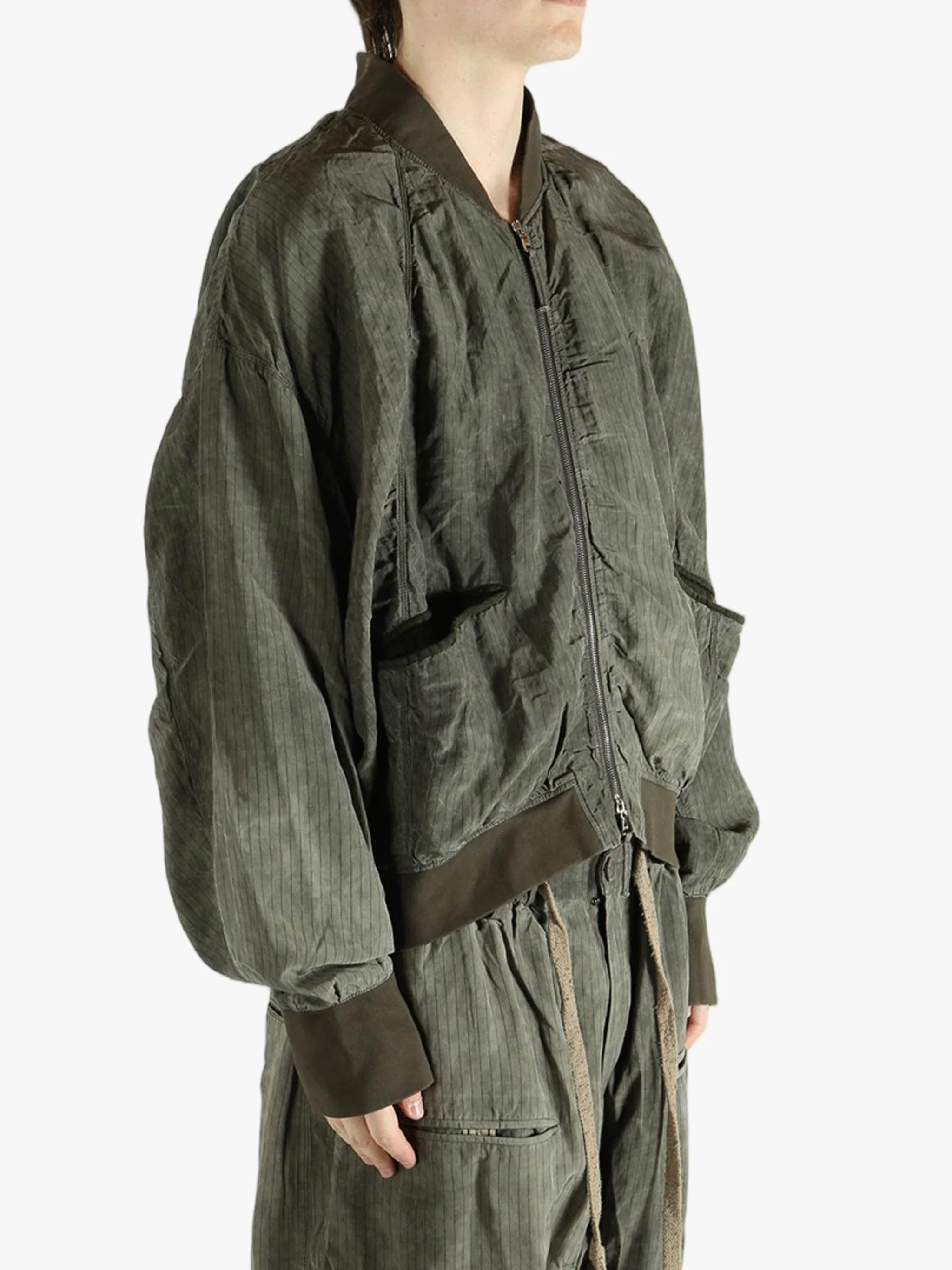 ZIGGY CHEN - Men Striped Bomber Jacket - Image 2