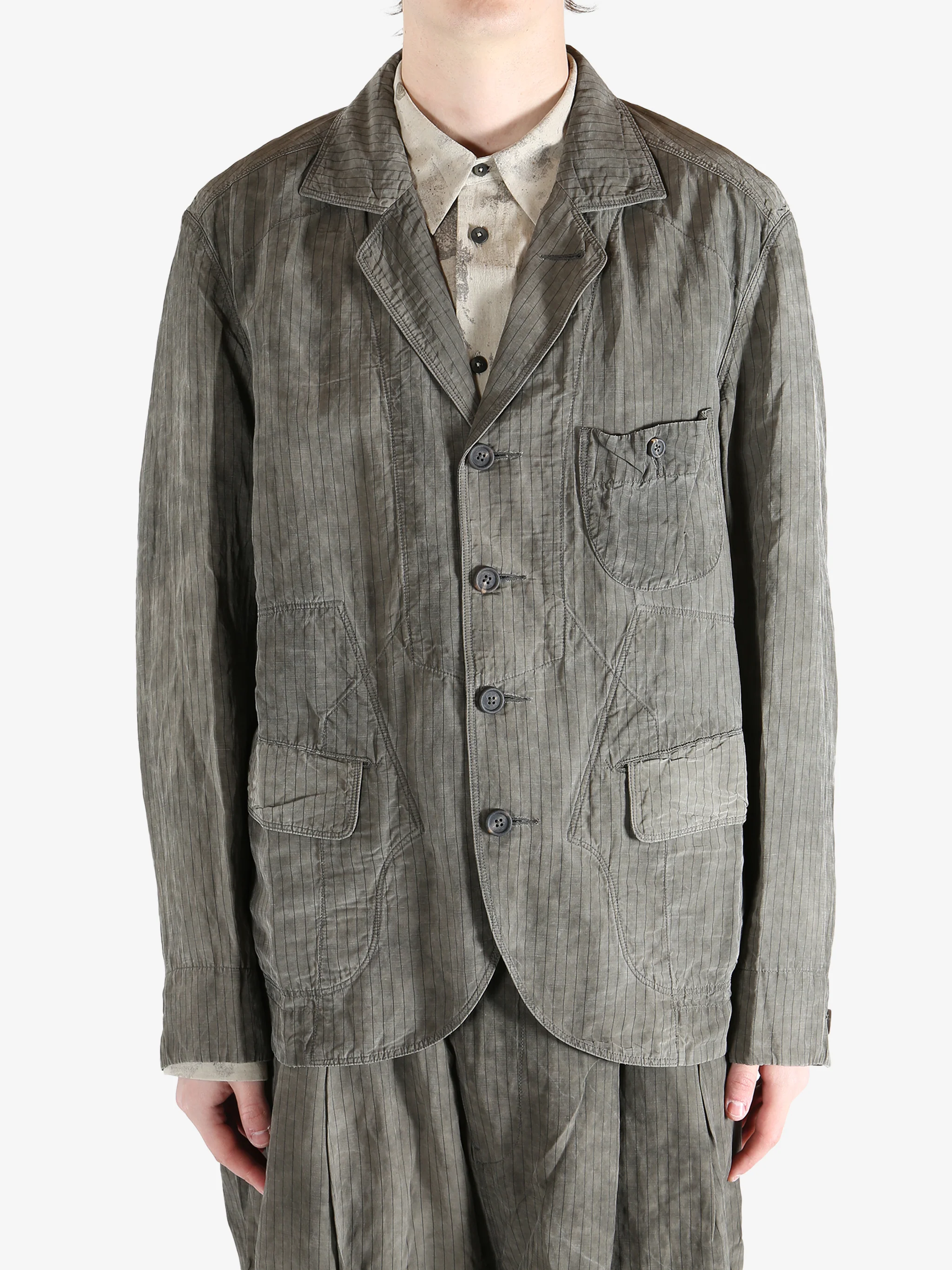 ZIGGY CHEN - Men Striped Patchwork Workers Blazer