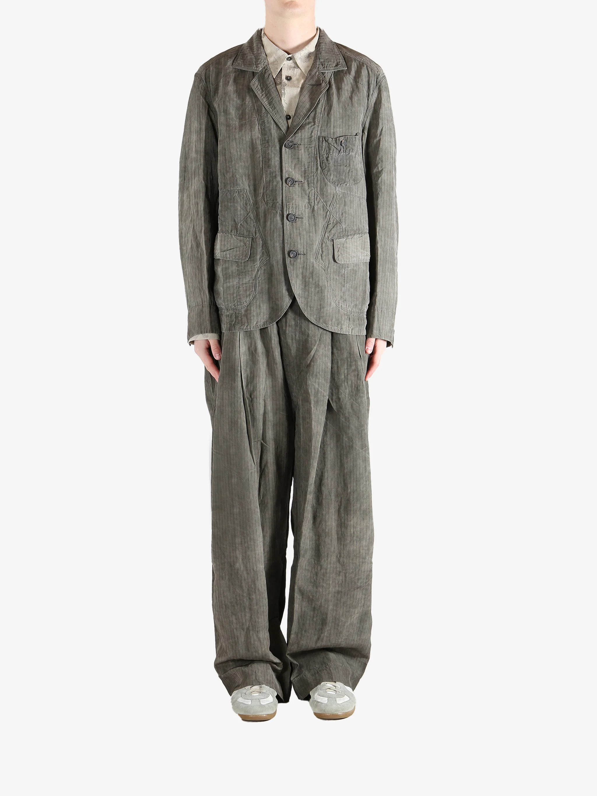 ZIGGY CHEN - Men Striped Patchwork Workers Blazer - Image 4