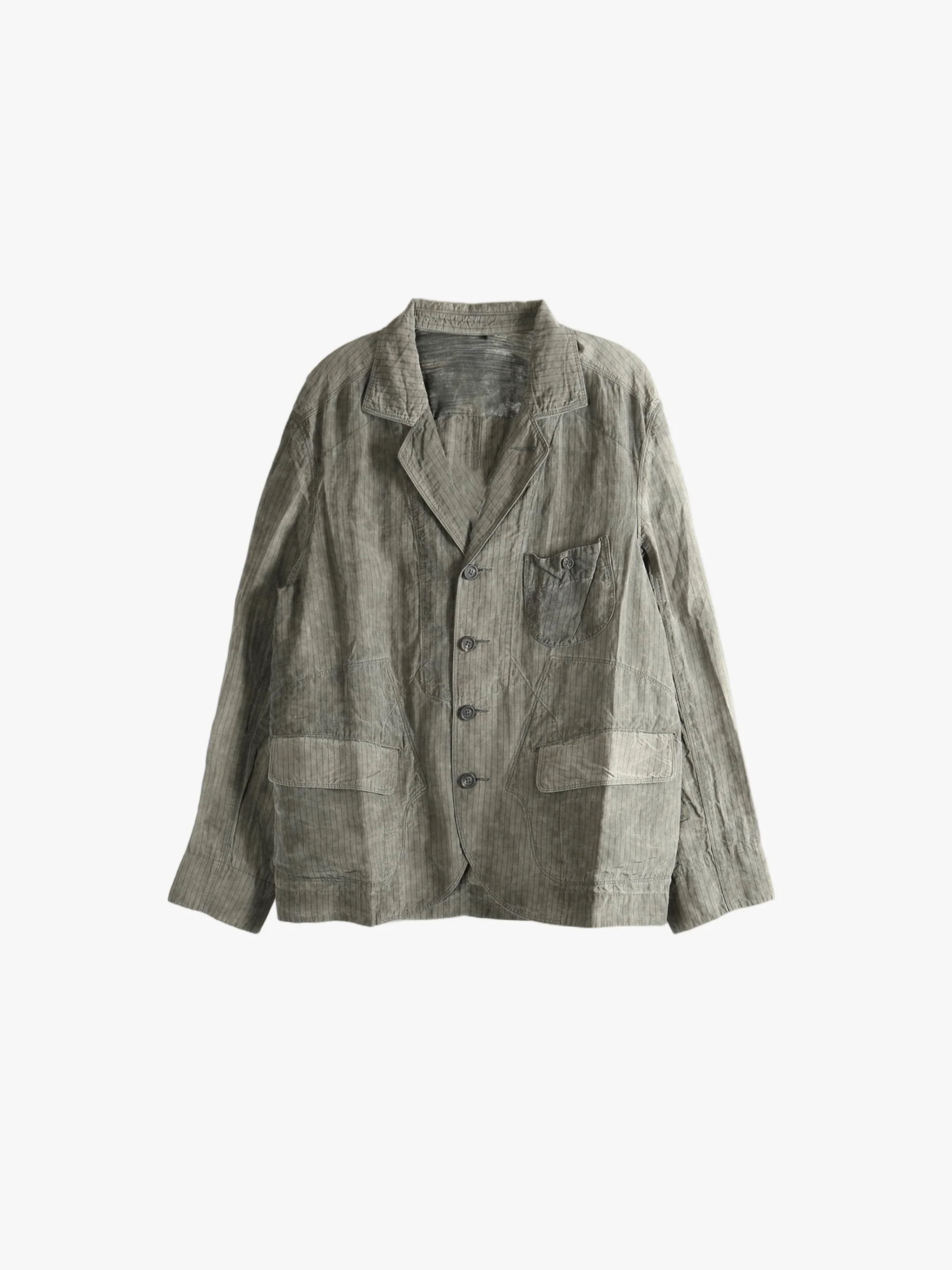 ZIGGY CHEN - Men Striped Patchwork Workers Blazer - Image 5
